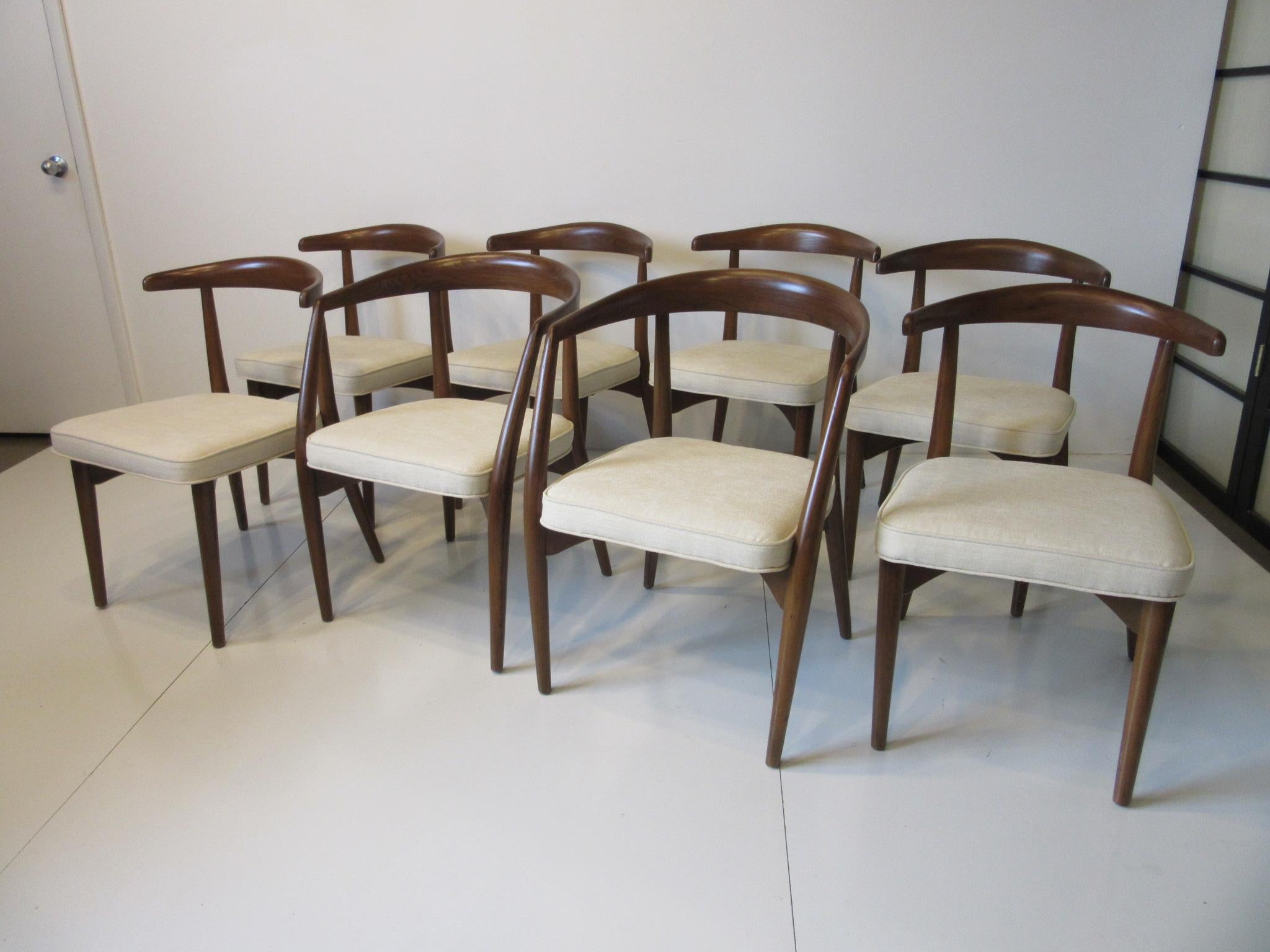 8 Lawrence Peabody Walnut Dining Chairs for Craft Associates 10
