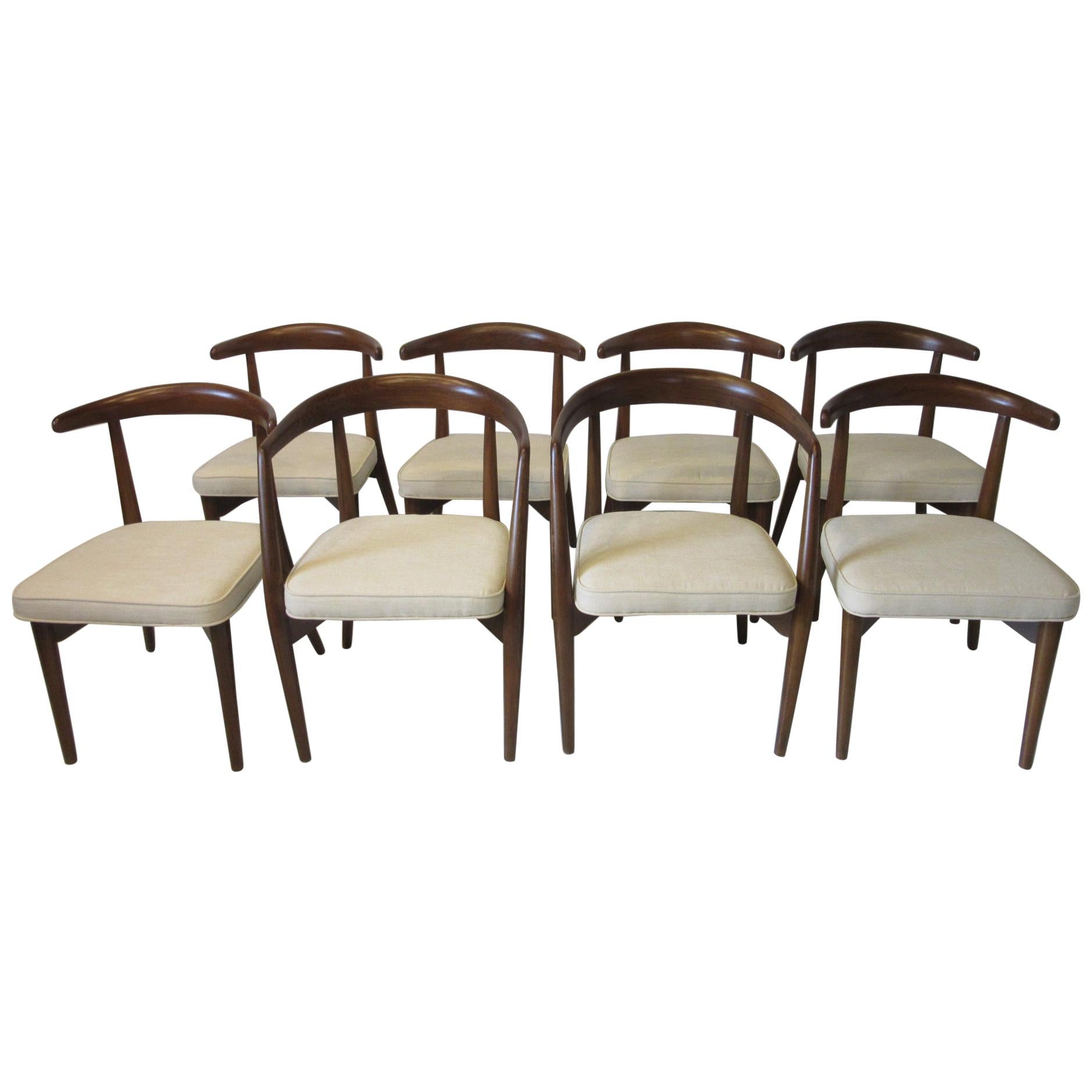 8 Lawrence Peabody Walnut Dining Chairs for Craft Associates