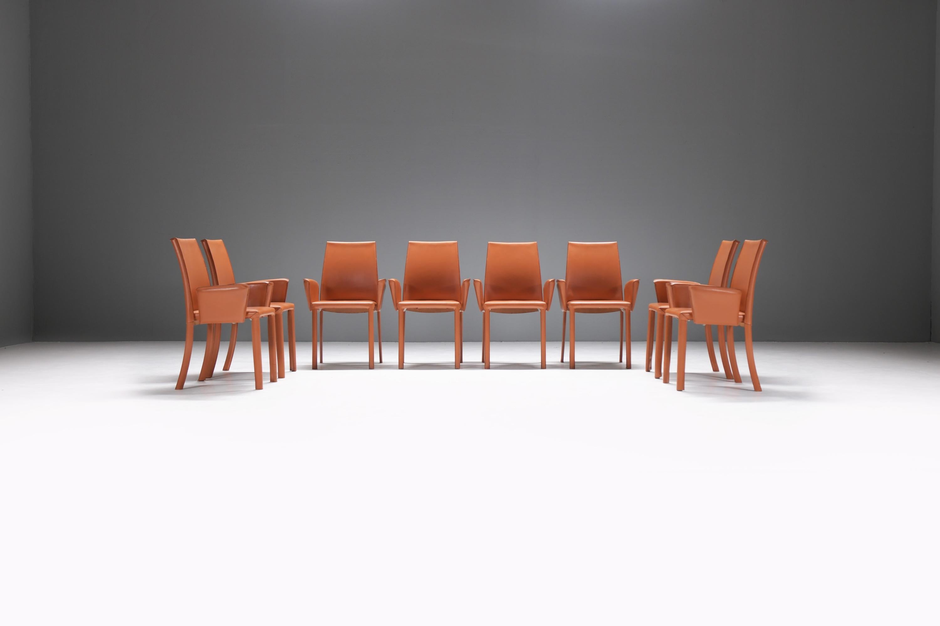 Mid-Century Modern 8 chaises de salle à manger Bottega par Fauciglietti & Bianchi pour Frag Italy en vente