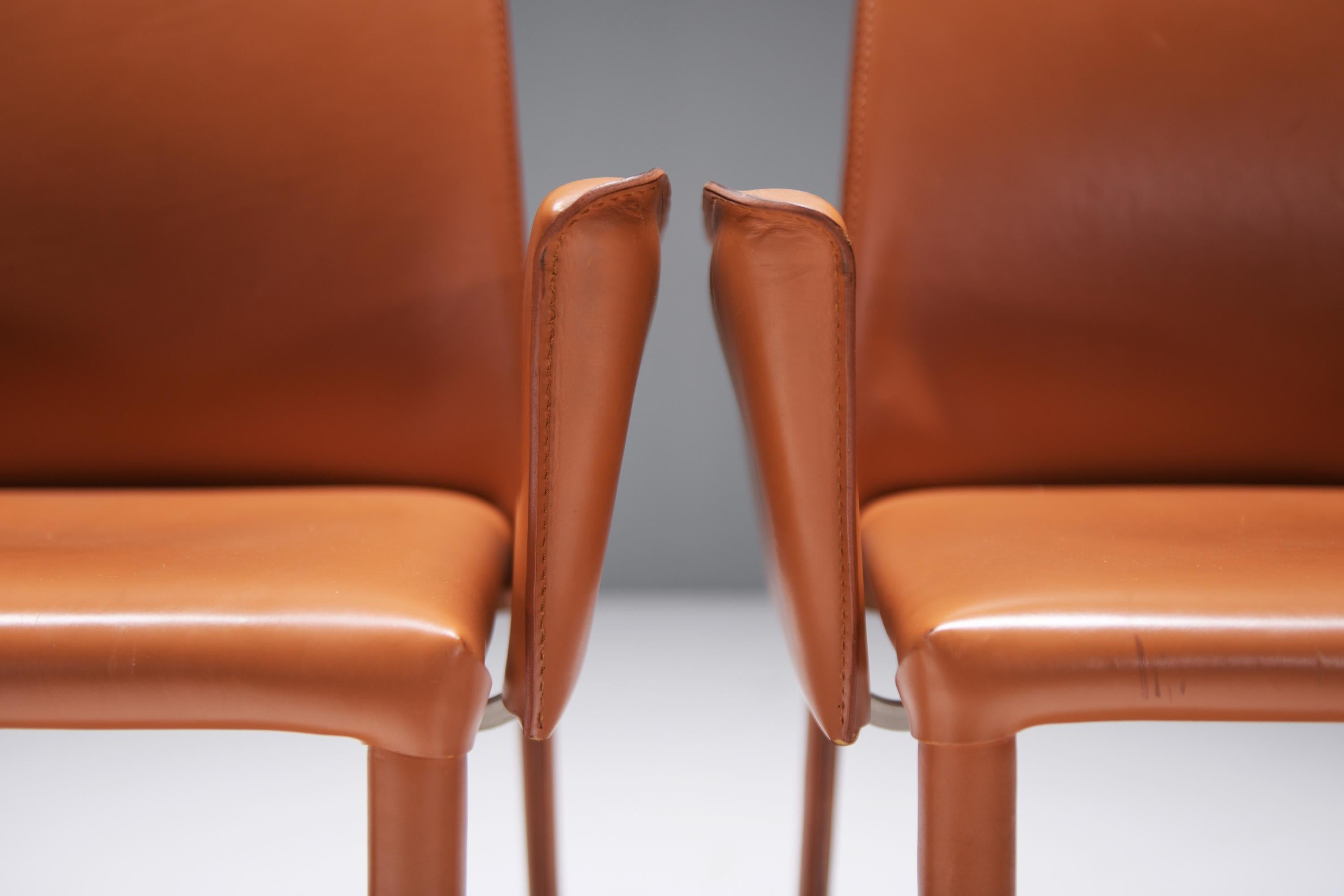 8 Esszimmerstühle Bottega aus Leder von Fauciglietti & Bianchi für Frag Italy im Angebot 2
