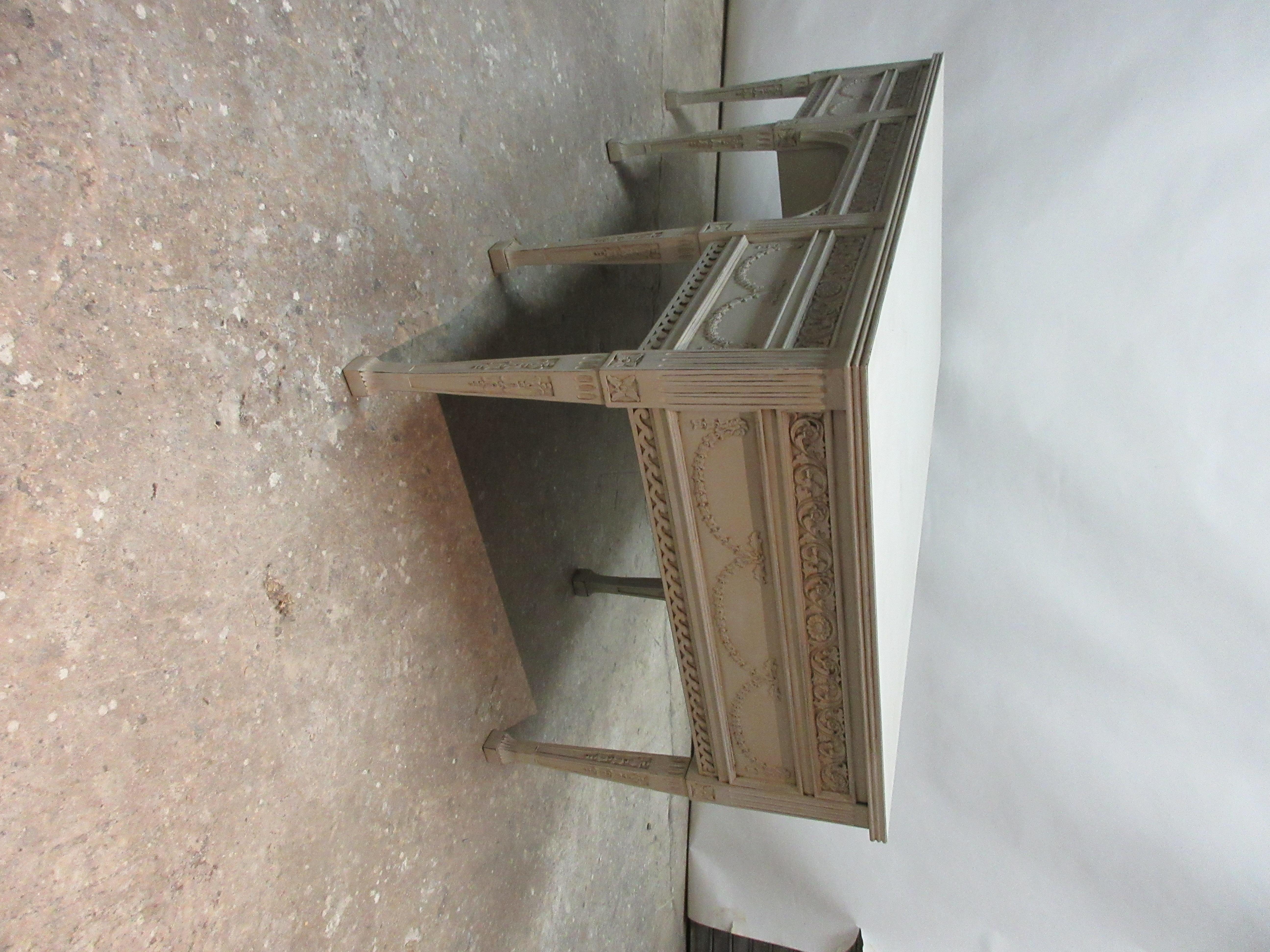 8 Leg Gustavian Style Carved Desk 1