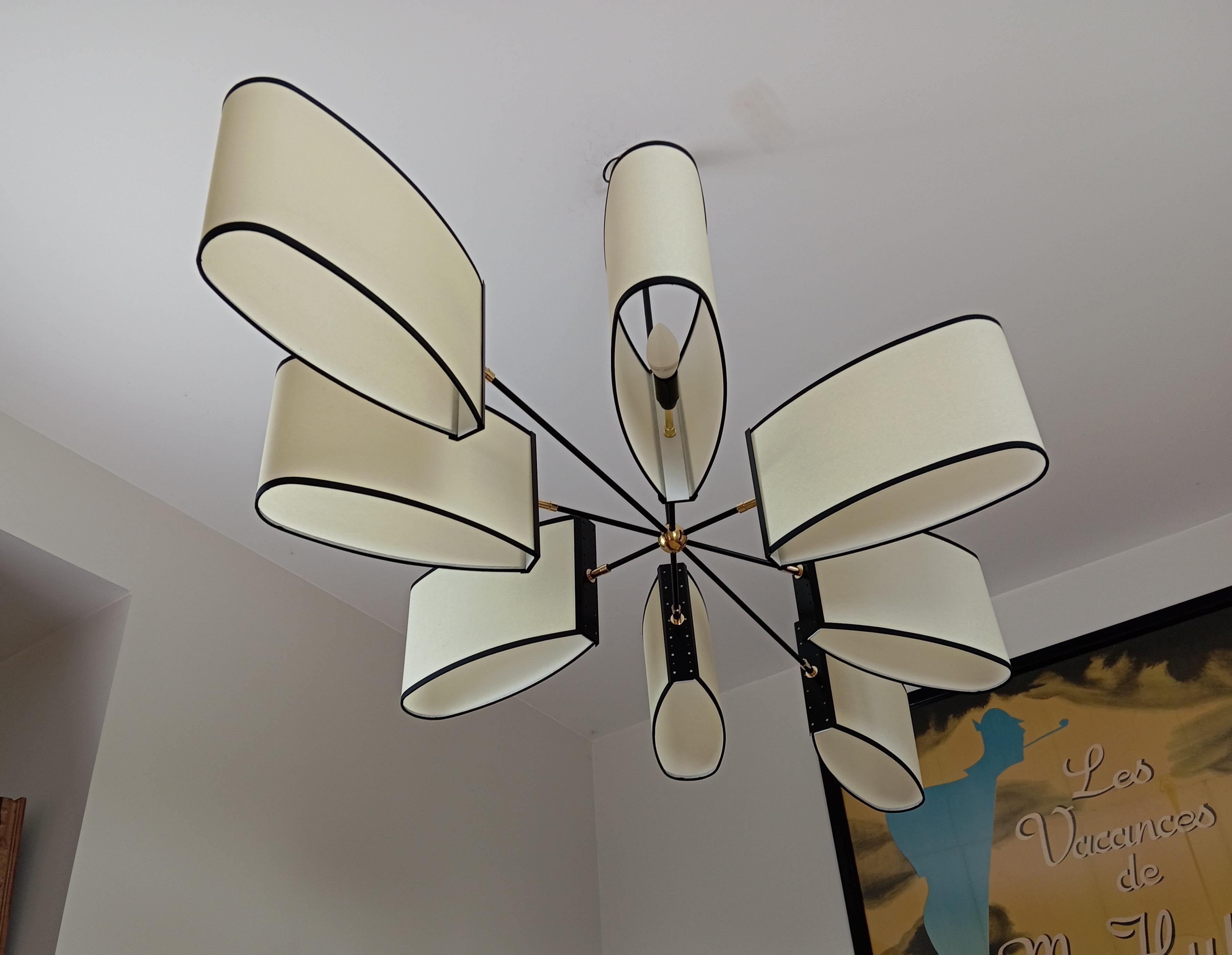 Lustre à 8 lumières Maison Lunel circa 1950 3