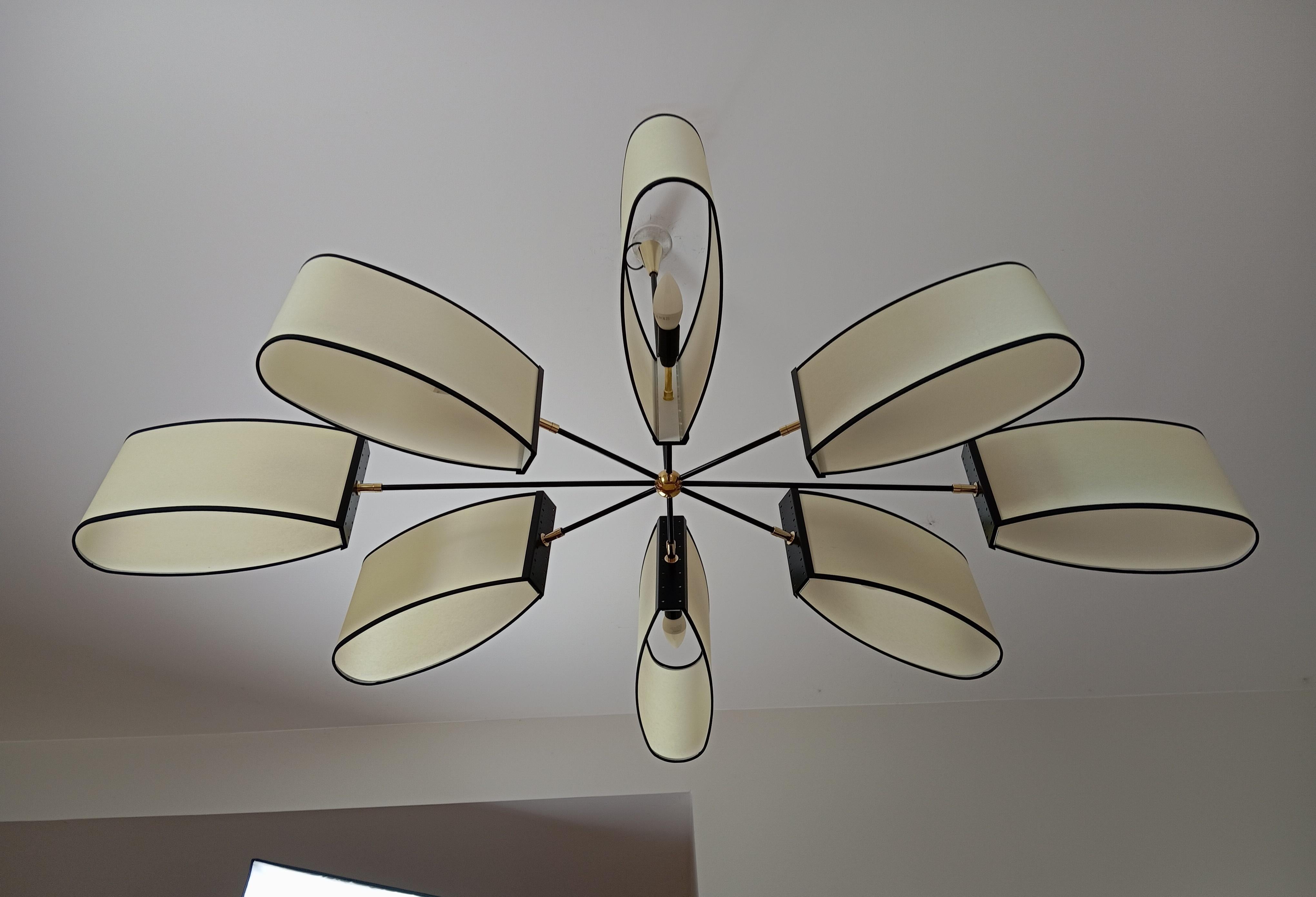 Lustre à 8 lumières Maison Lunel circa 1950 5