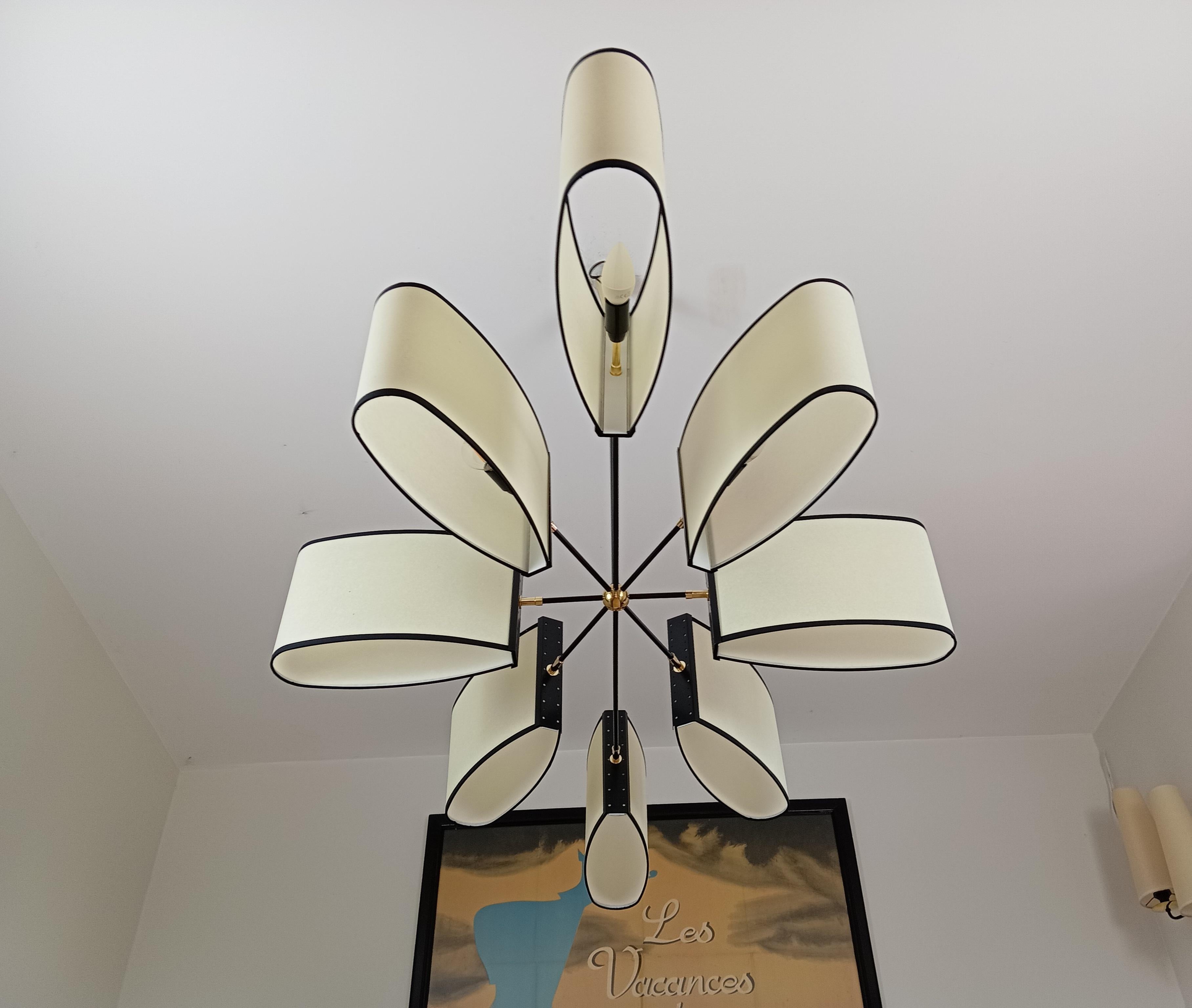 Lustre à 8 lumières Maison Lunel circa 1950 2