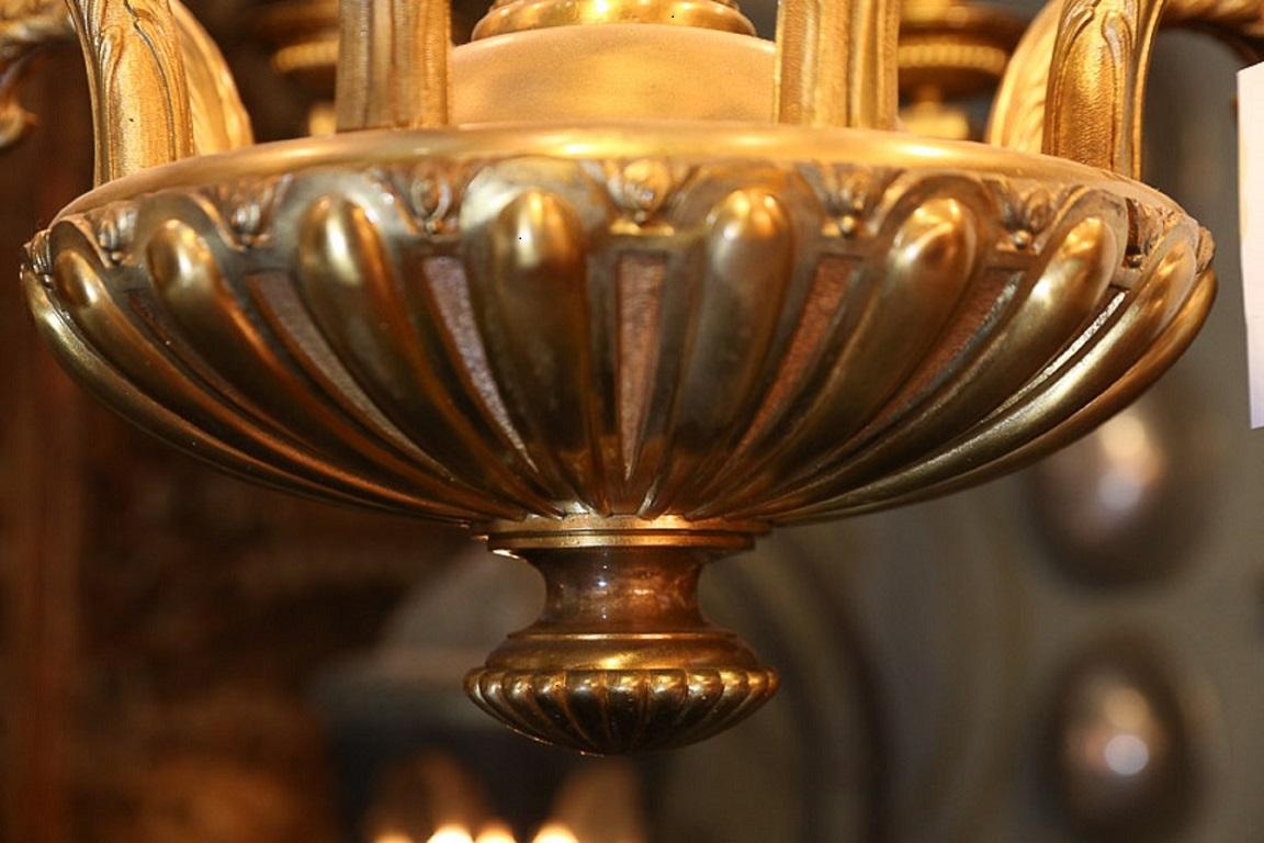 20th Century 8 Light  Finely Detailed Gilt Bronze Regency Chandelier For Sale
