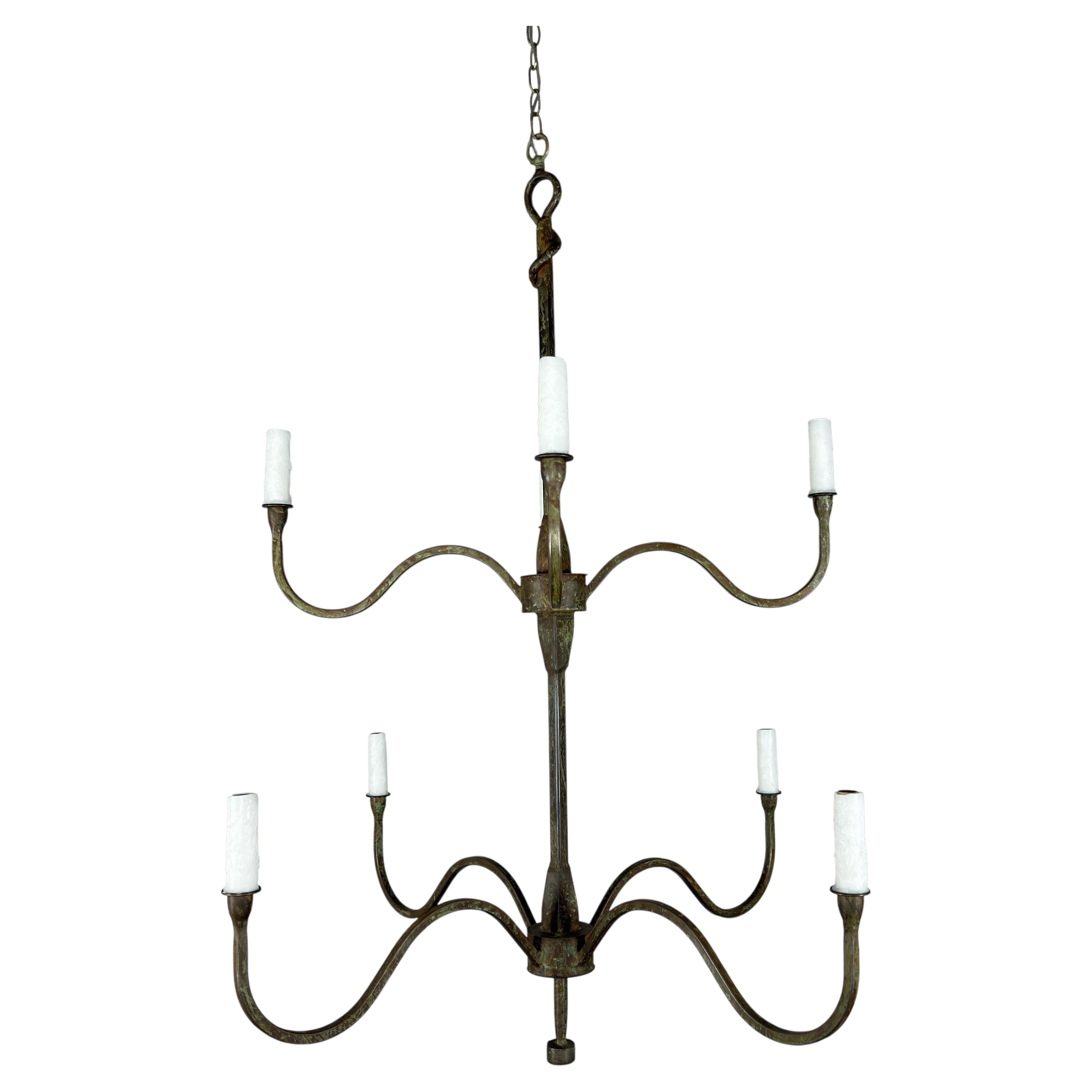 Lustre moderne en fer forgé à la main, créé par Melissa Levinson, États-Unis
