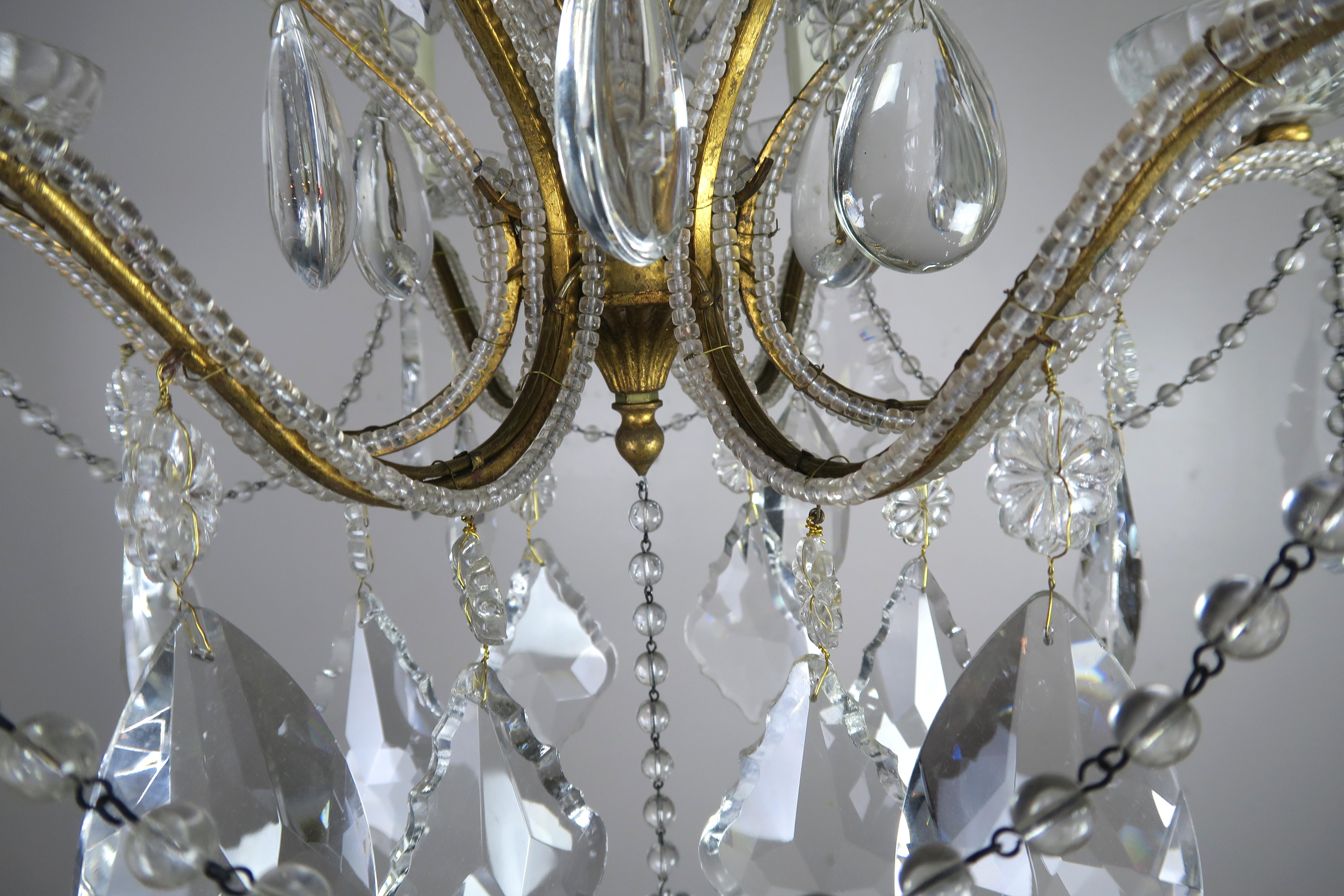 '8' Light Italian Crystal Beaded Chandelier 5