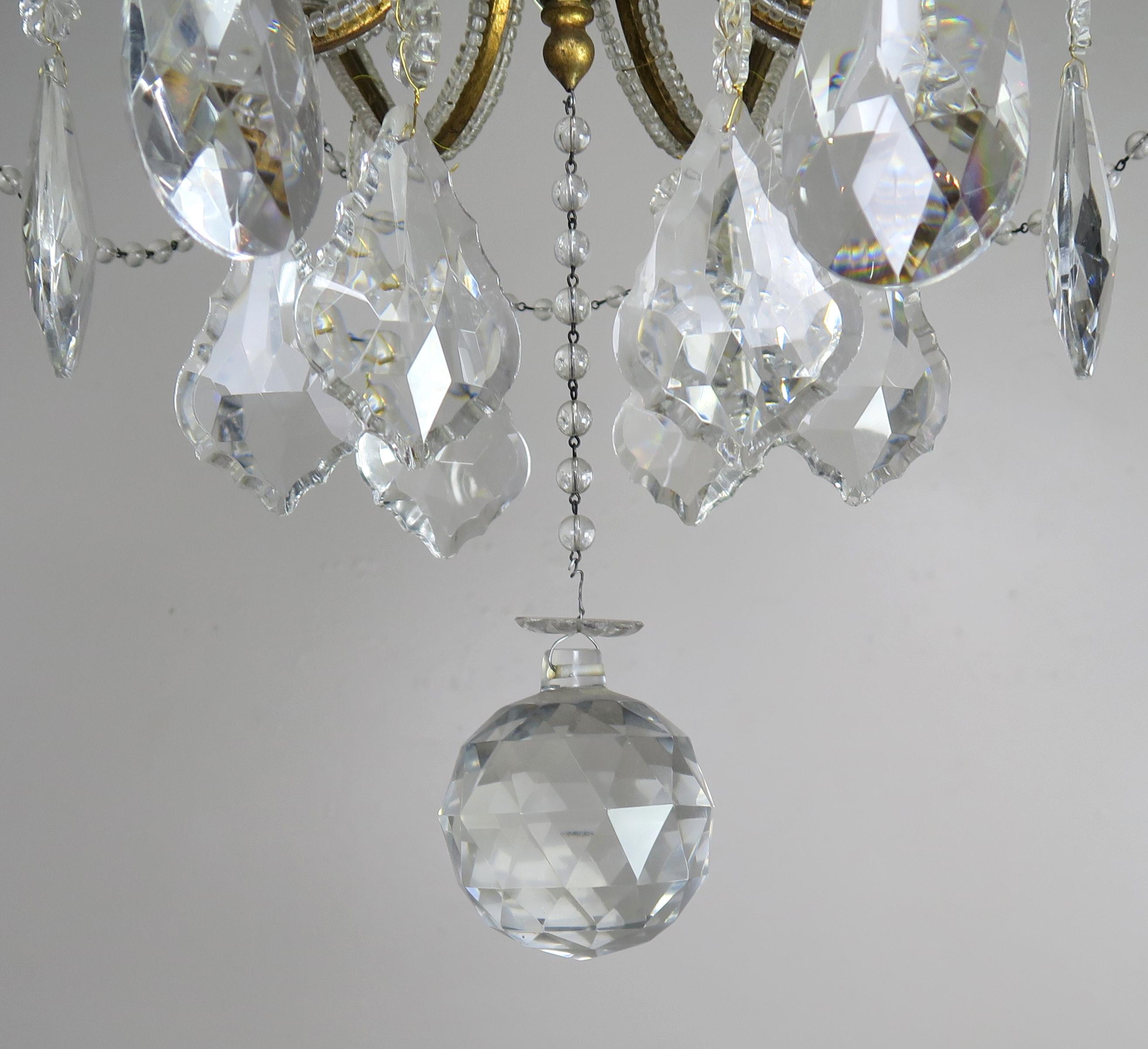 Rococo '8' Light Italian Crystal Beaded Chandelier