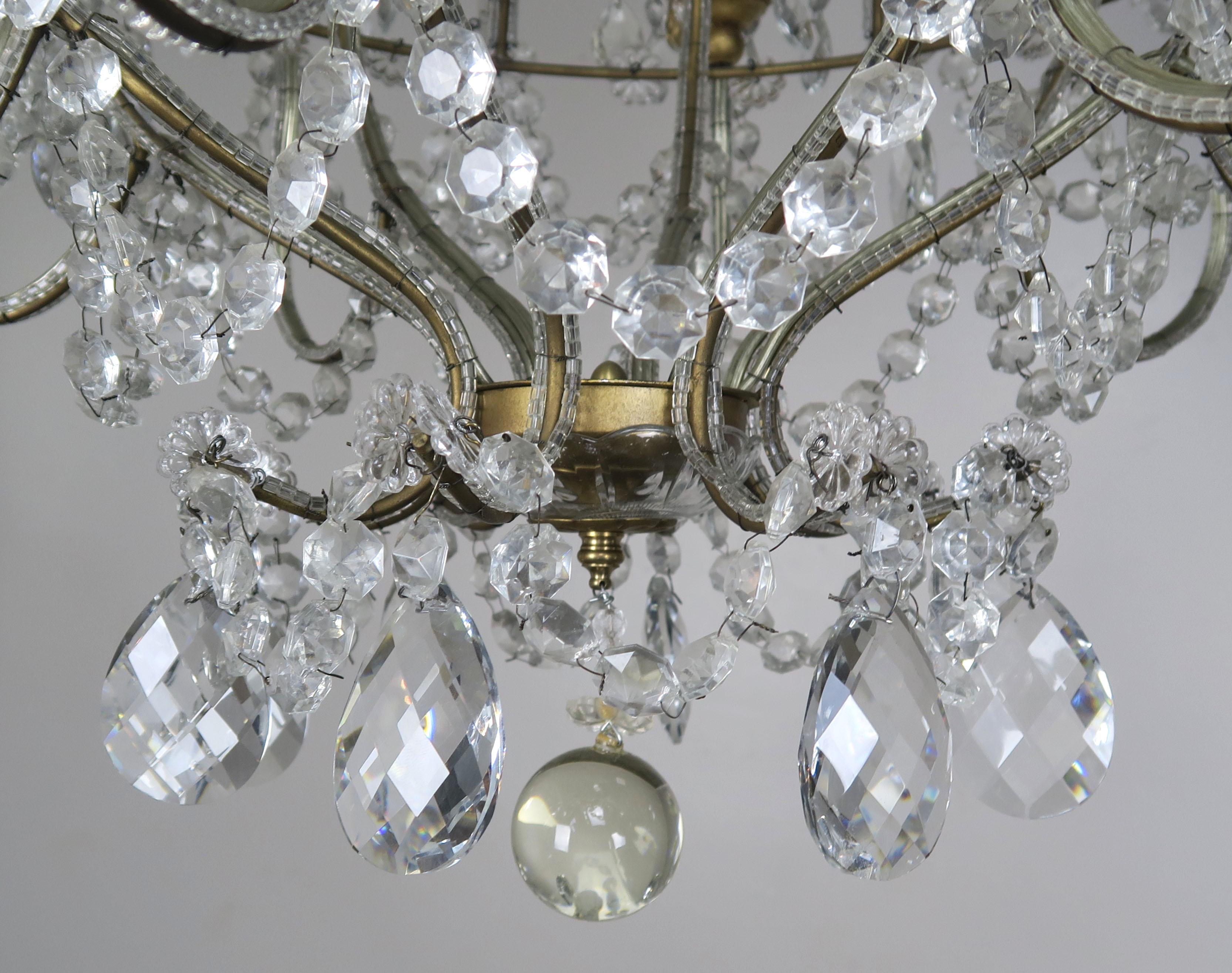 20th Century 8-Light Italian Crystal Beaded Chandelier