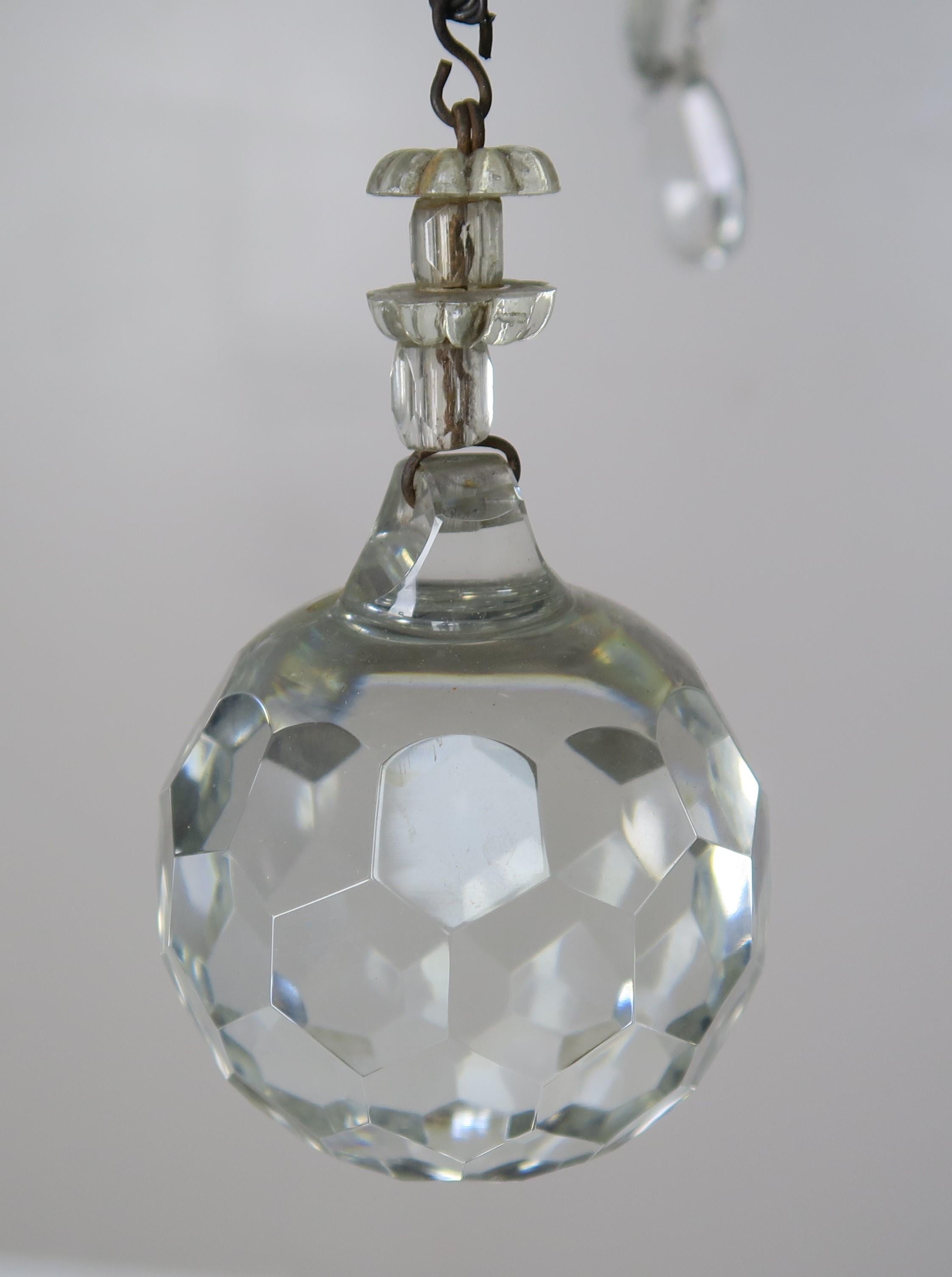 8-Light Italian Crystal Brass Chandelier, circa 1900 1