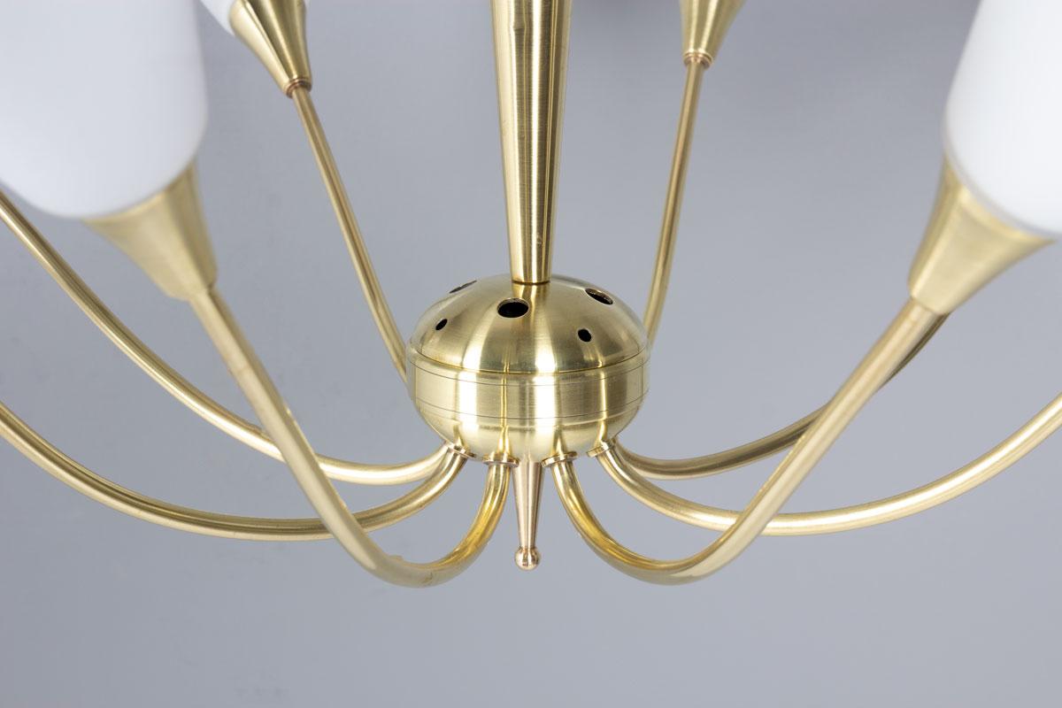 Lampada a sospensione a 8 luci, anni '50 In condizioni buone in vendita a JASSANS-RIOTTIER, FR