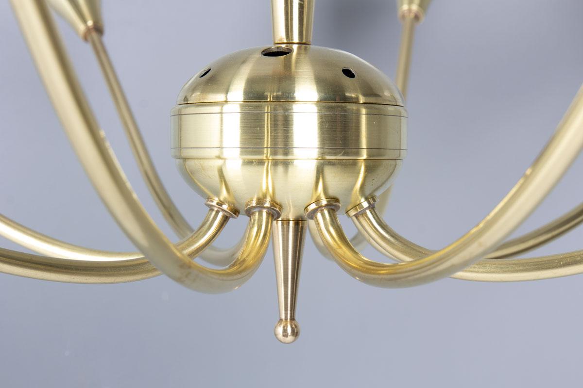 Ottone Lampada a sospensione a 8 luci, anni '50 in vendita