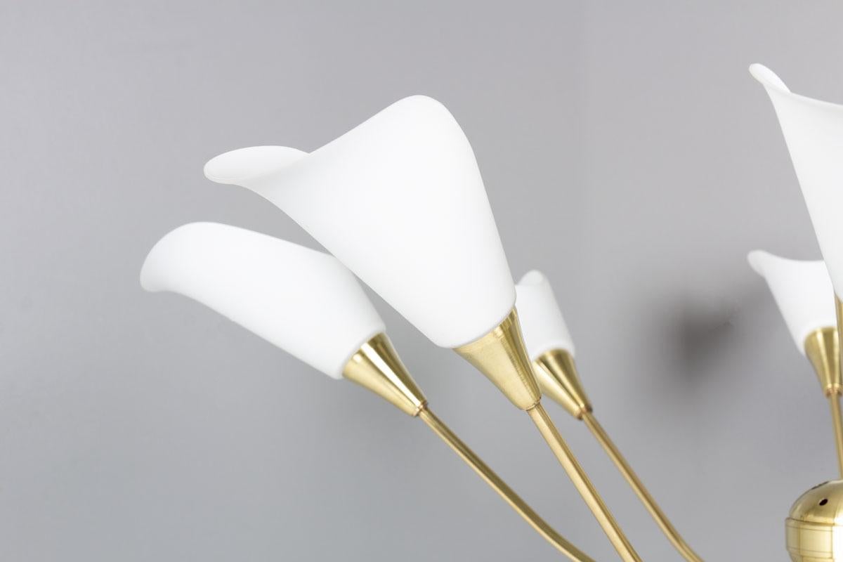 Lampada a sospensione a 8 luci, anni '50 in vendita 2