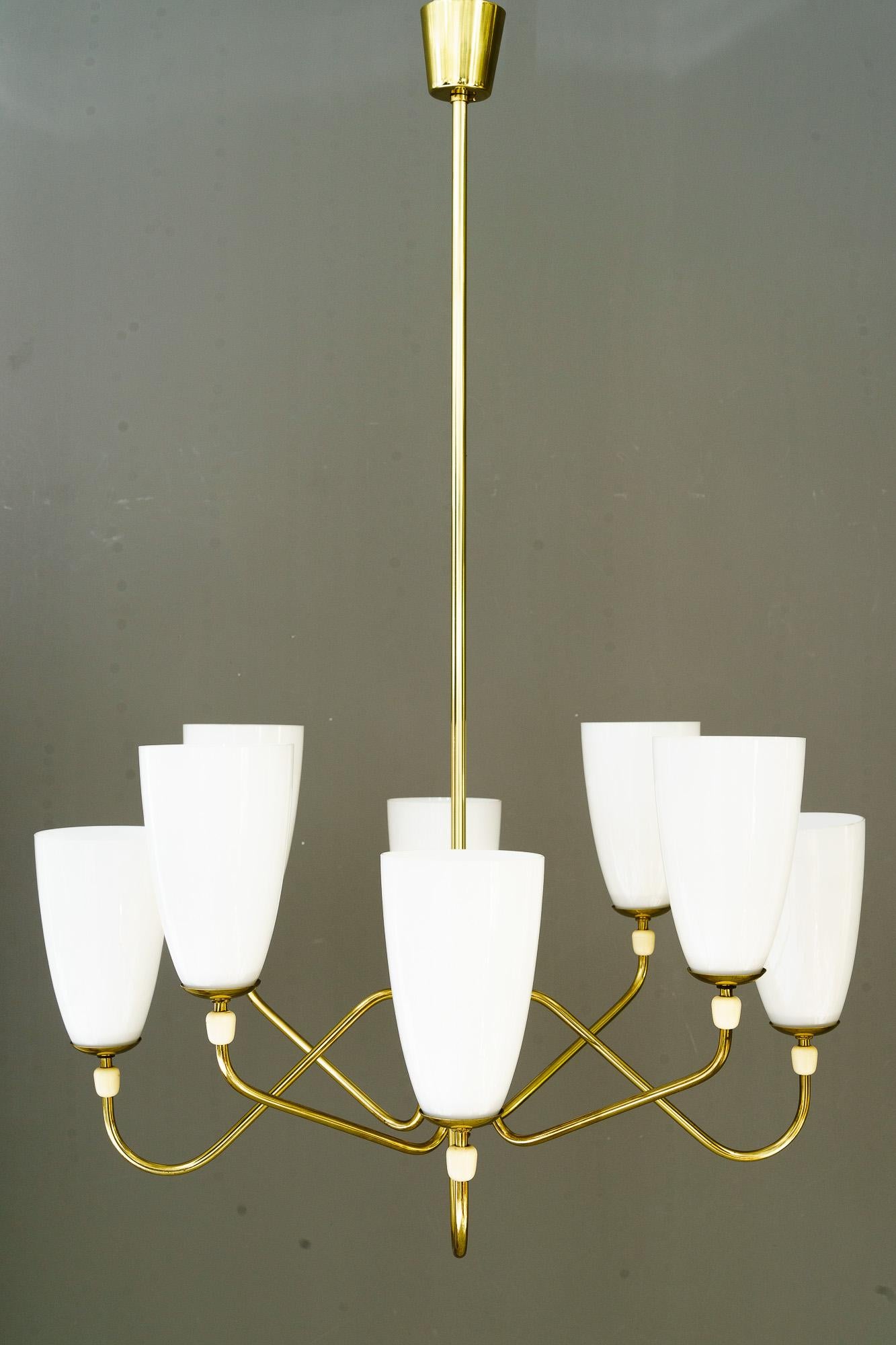 Austriaco Lampadario a 8 luci Rupert Nikoll Vienna 1960 circa in vendita