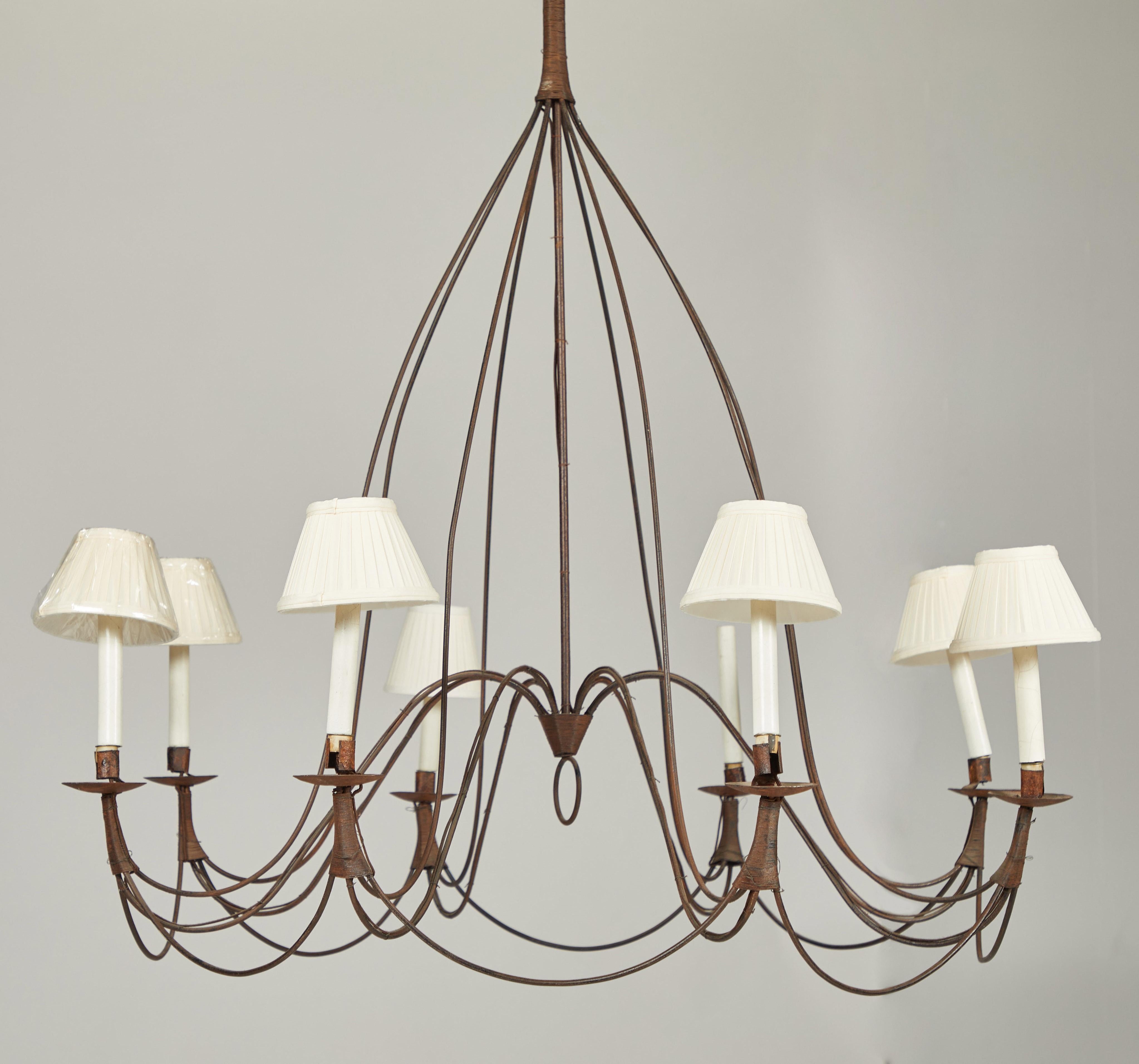 Metal 8 Light Rustic French Chandelier