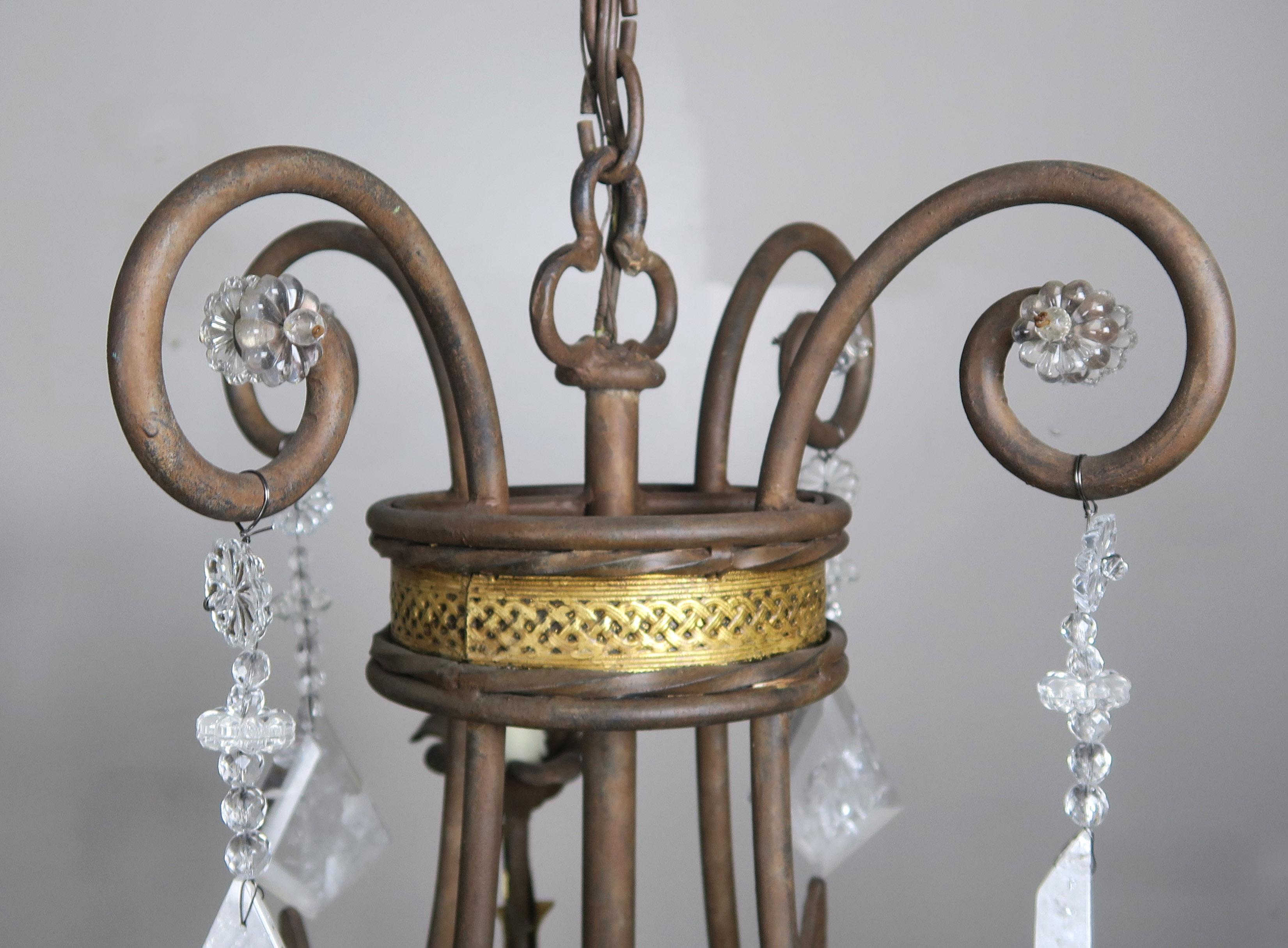 8-Light Spanish Baroque Style Rock Crystal Chandeliers, Pair 3