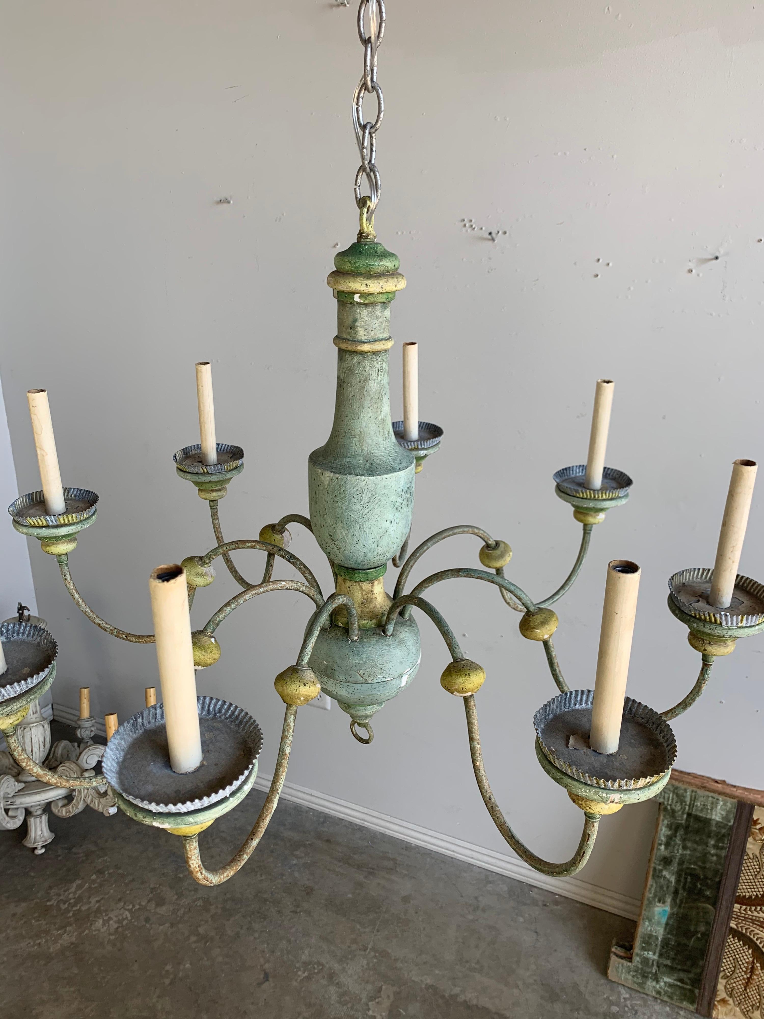 8-Light Wood Painted Italian Chandelier 6