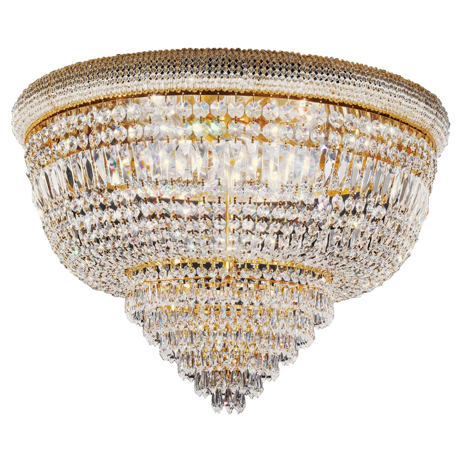 8-Lights Baroque Villa Ceiling Lamp in Fine 24kt Gold Plate & Scholer Crystals For Sale