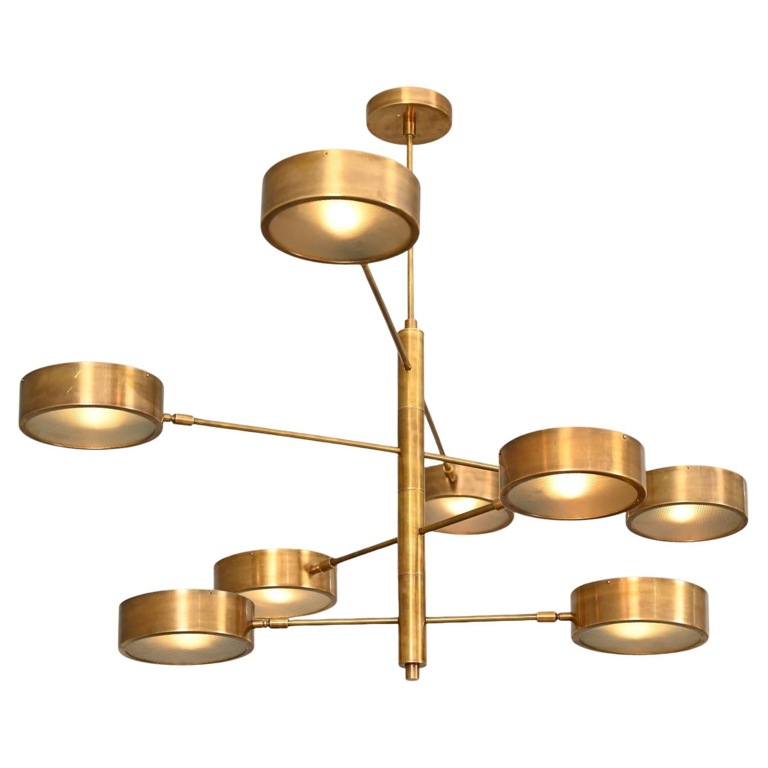 Mid-Century Modern Lustre mobile en laiton à 8 Lights en vente