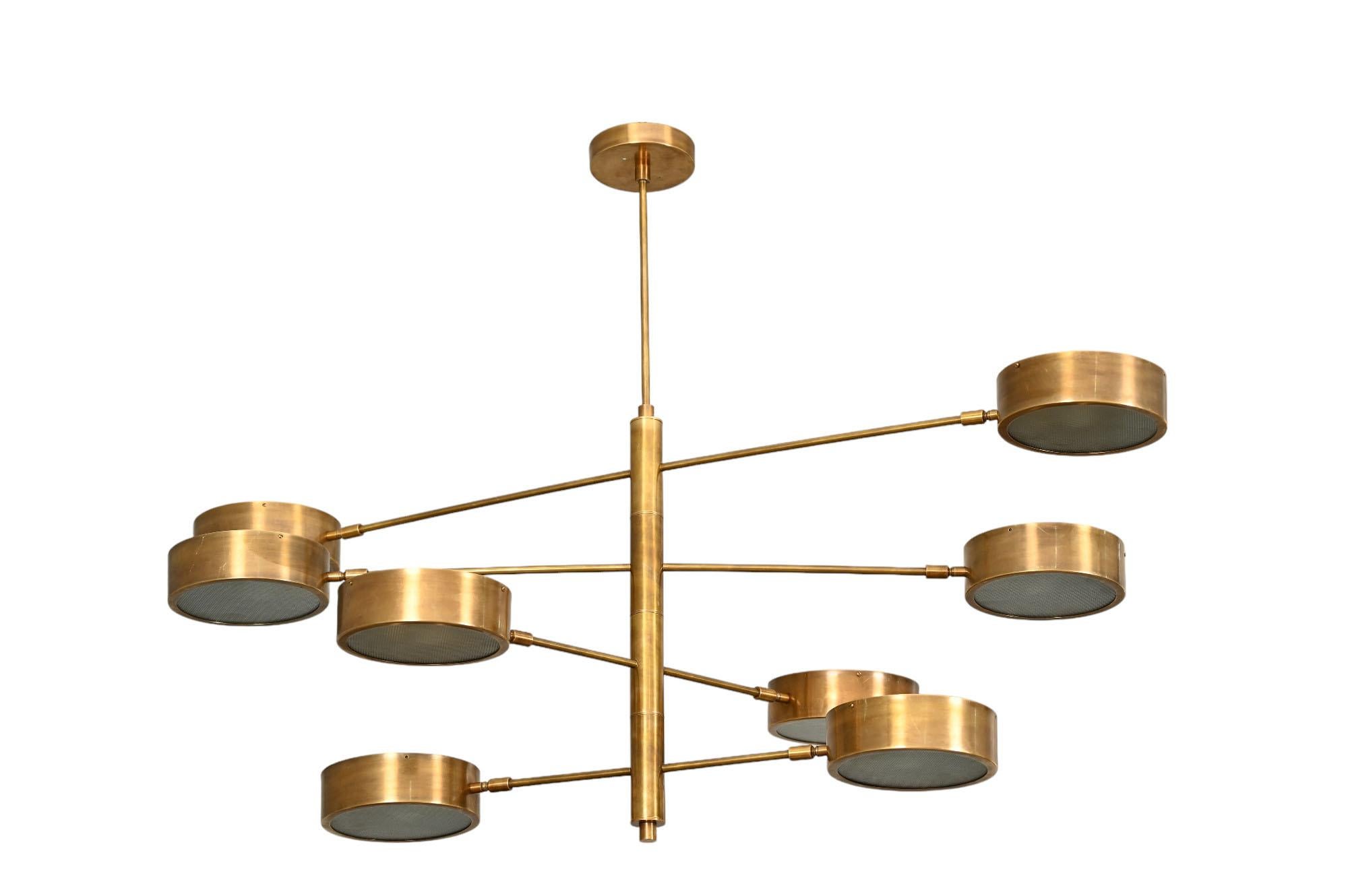 XXIe siècle et contemporain Lustre mobile en laiton à 8 Lights en vente