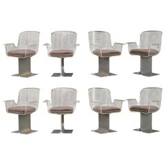 8 Lucite Sculptural Dining or Conference Swivel Armchairs with Metal Bases f e r