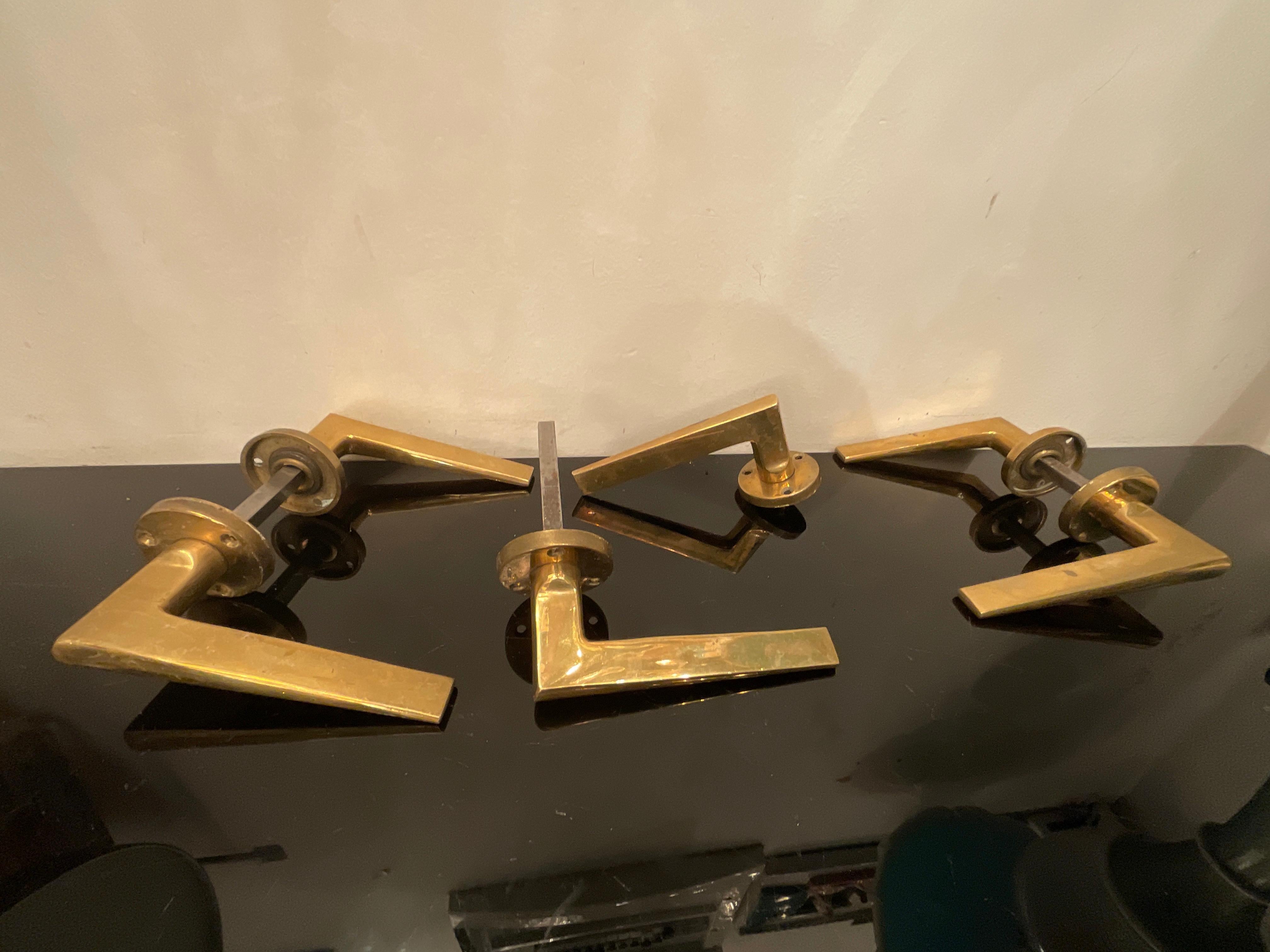 8 brass door handles 1940s For Sale 2
