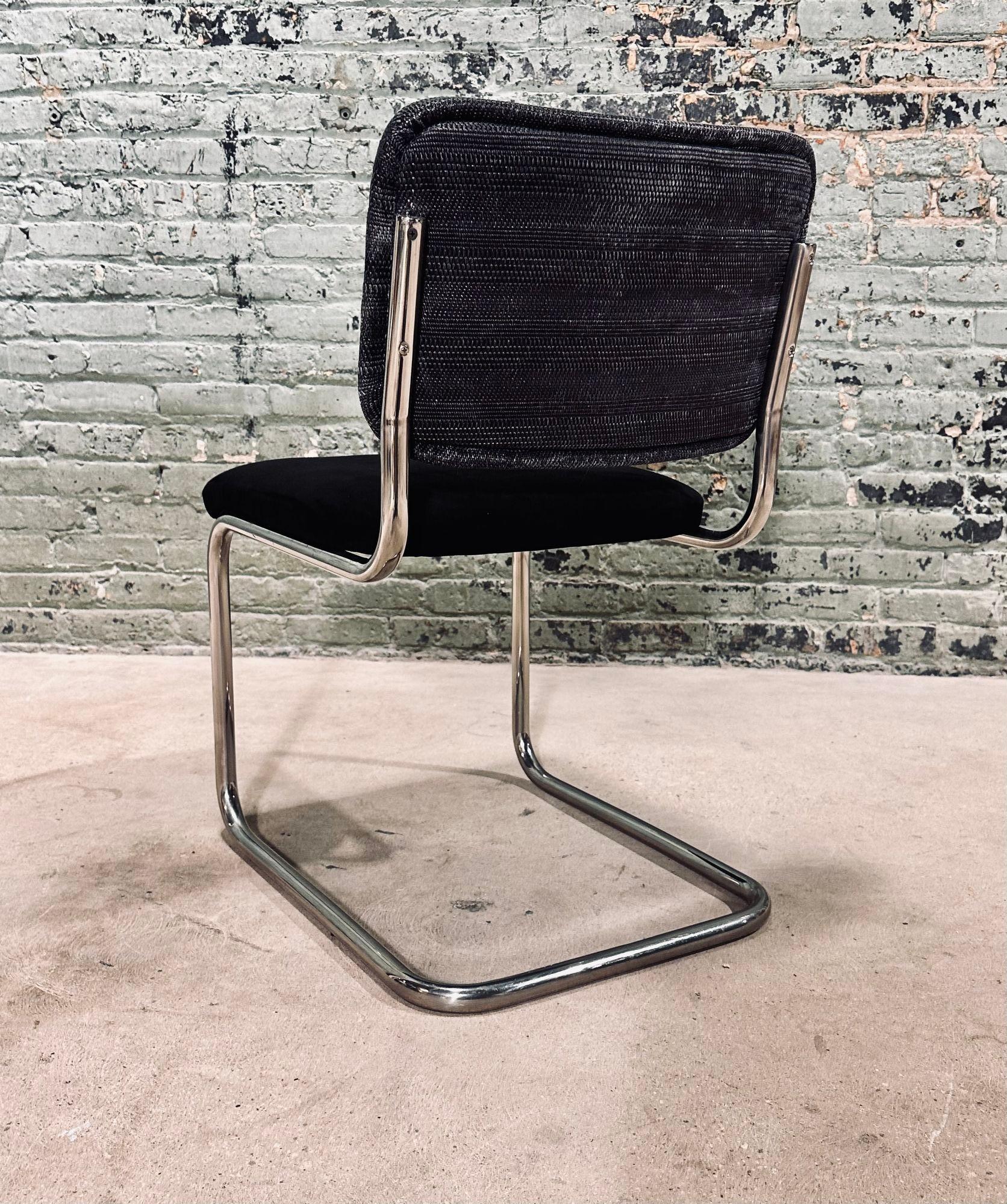 8 Marcel Breuer Black Leather Cesca Side/Dining Chairs for Knoll, 1980 For Sale 1