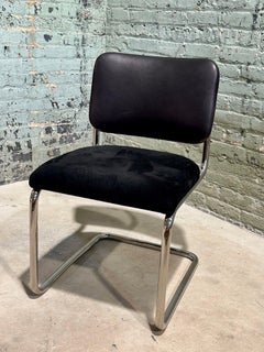8 Sedie da pranzo Cesca di Marcel Breuer in pelle nera e camoscio per Knoll, 1980