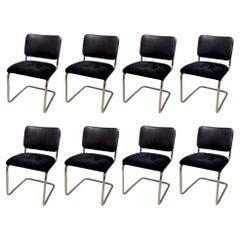 8 Chaises d'appoint et de salle à manger Cesca en cuir et suédine noirs de Marcel Breuer pour Knoll, 1980