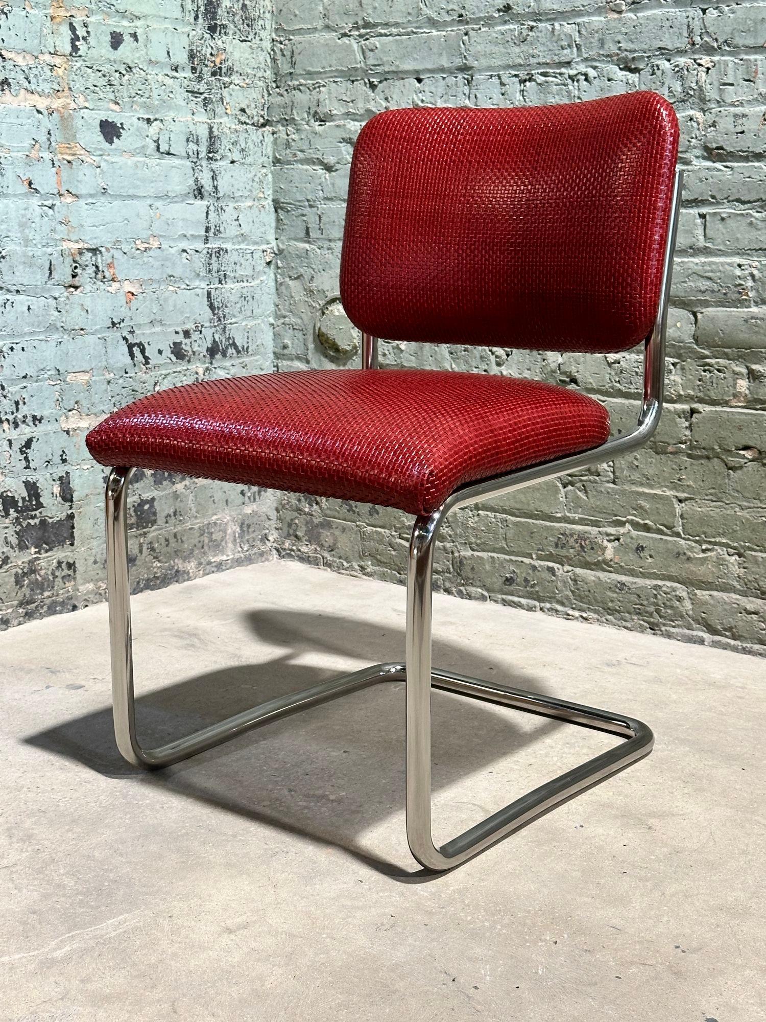 Post-Modern 8 Marcel Breuer Cesca Woven Leather Side/Dining Chairs, Knoll 1980