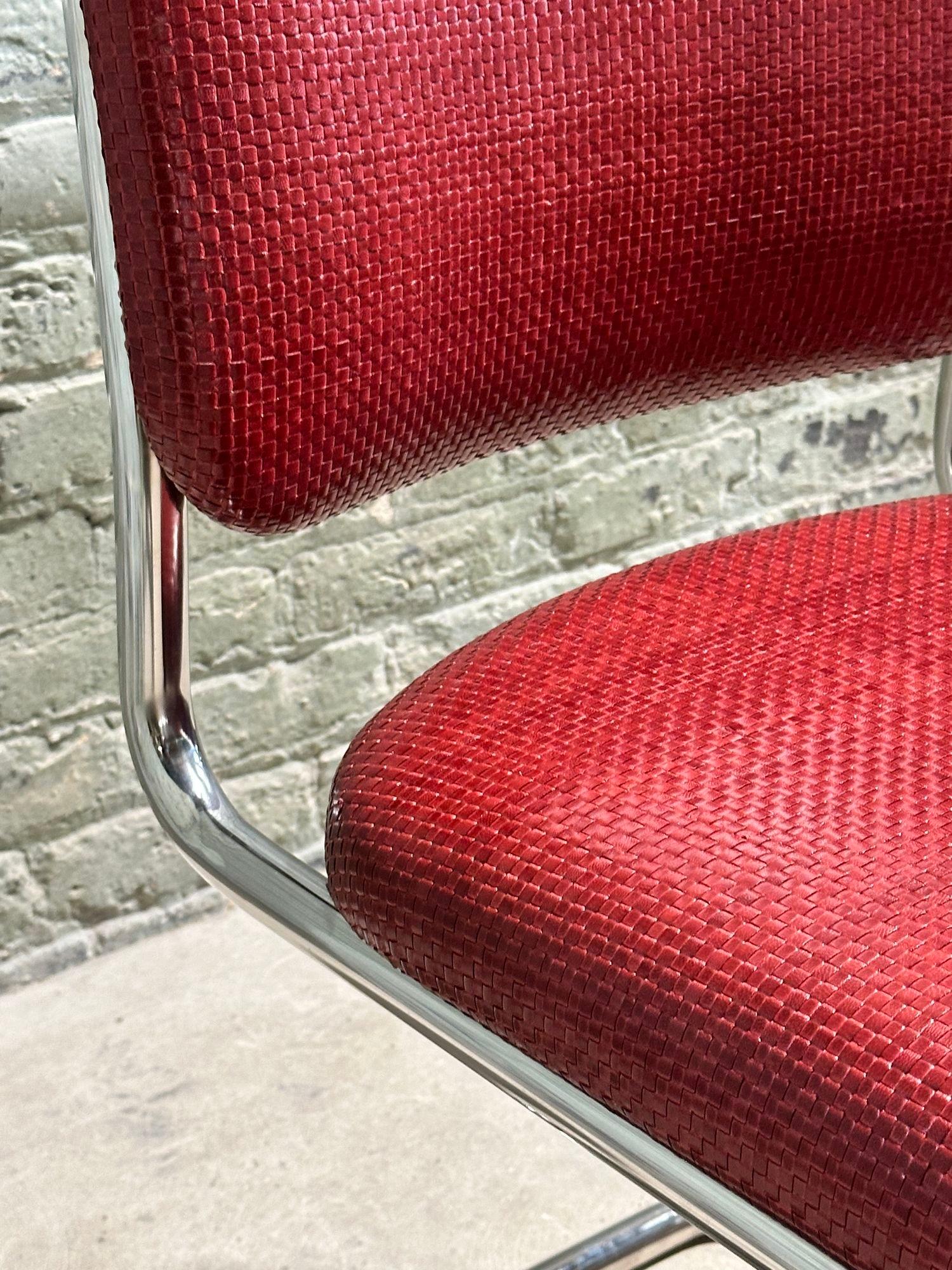 8 Marcel Breuer Cesca Woven Leather Side/Dining Chairs, Knoll 1980 In Excellent Condition In Chicago, IL
