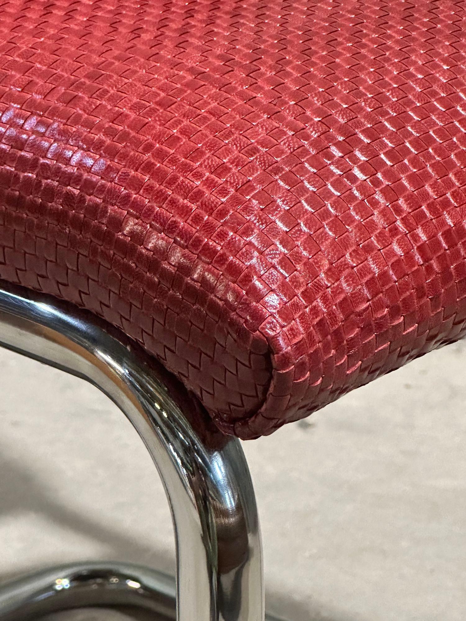 Late 20th Century 8 Marcel Breuer Cesca Woven Leather Side/Dining Chairs, Knoll 1980