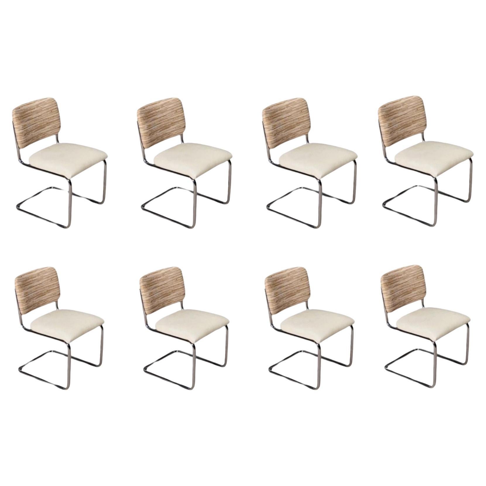 8 Marcel Breuer Cesca Woven Leather Side/Dining Chairs, Knoll 1980 For Sale