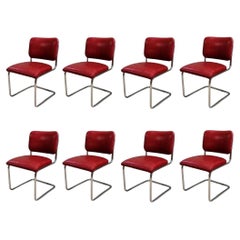 8 Marcel Breuer Cesca Woven Leather Side/Dining Chairs, Knoll 1980