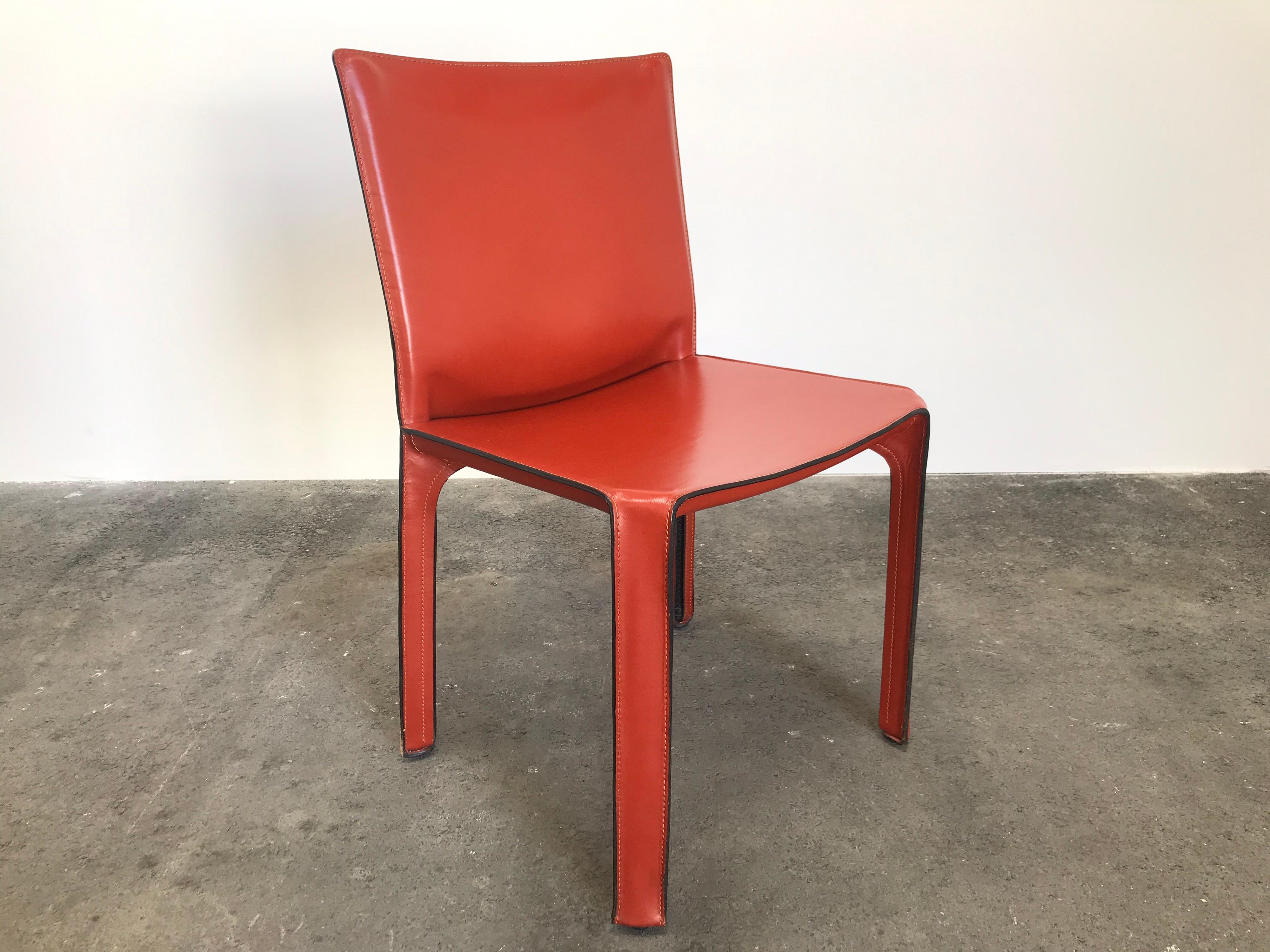 Mid-Century Modern 8 Mario Bellini CAB 412 Chairs in Russian Red Leather for Cassina