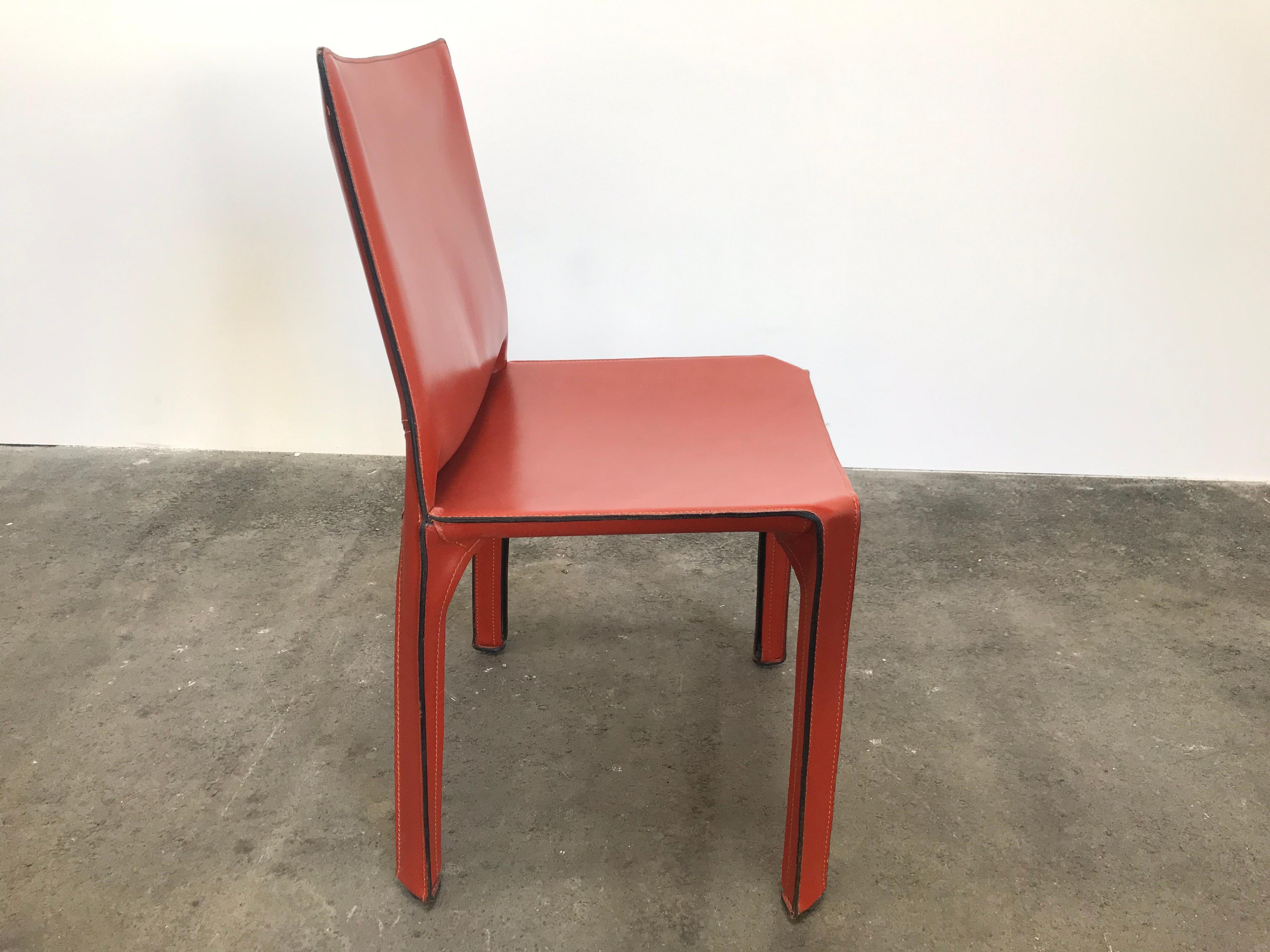 Italian 8 Mario Bellini CAB 412 Chairs in Russian Red Leather for Cassina