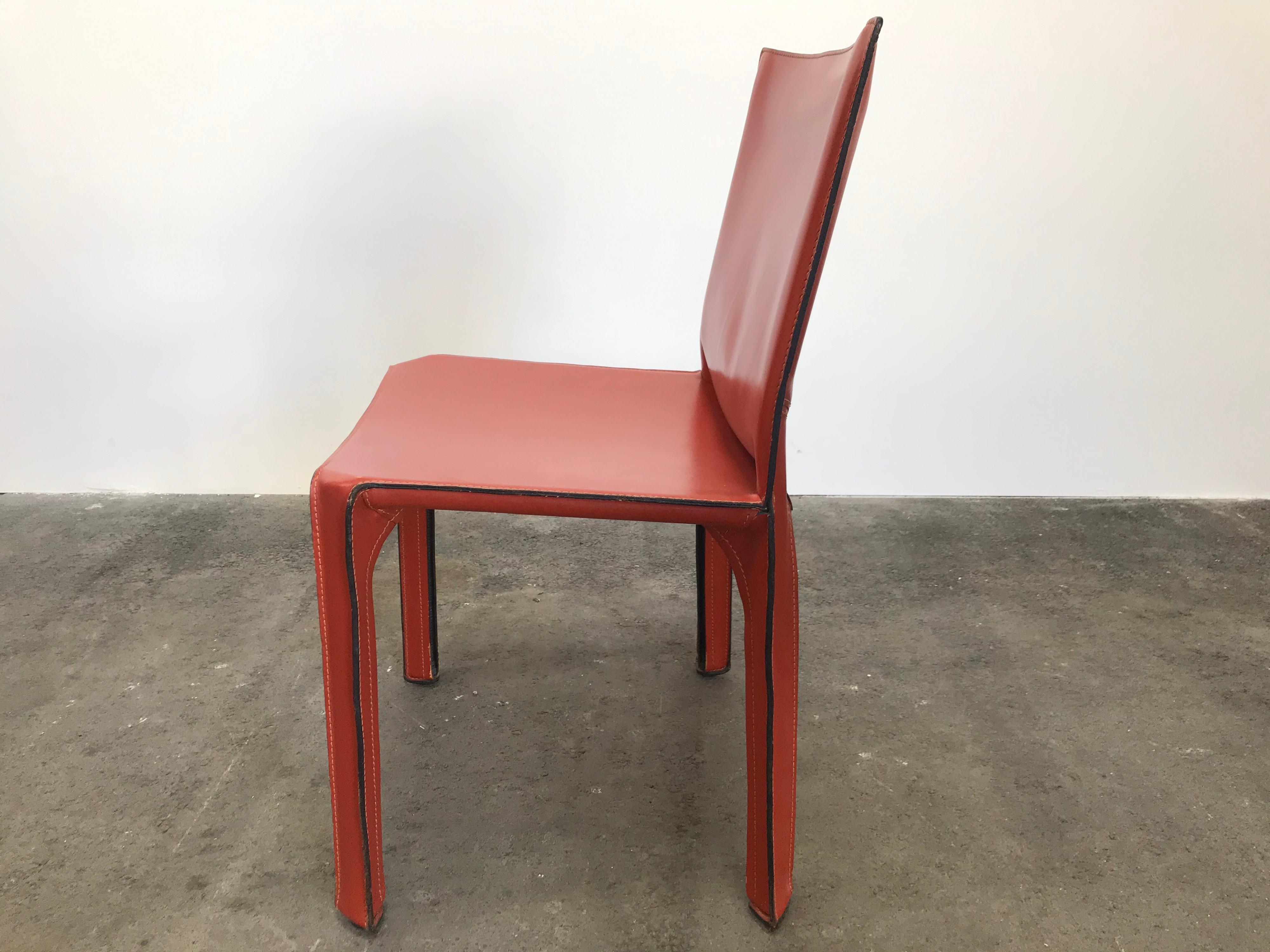 20th Century 8 Mario Bellini CAB 412 Chairs in Russian Red Leather for Cassina