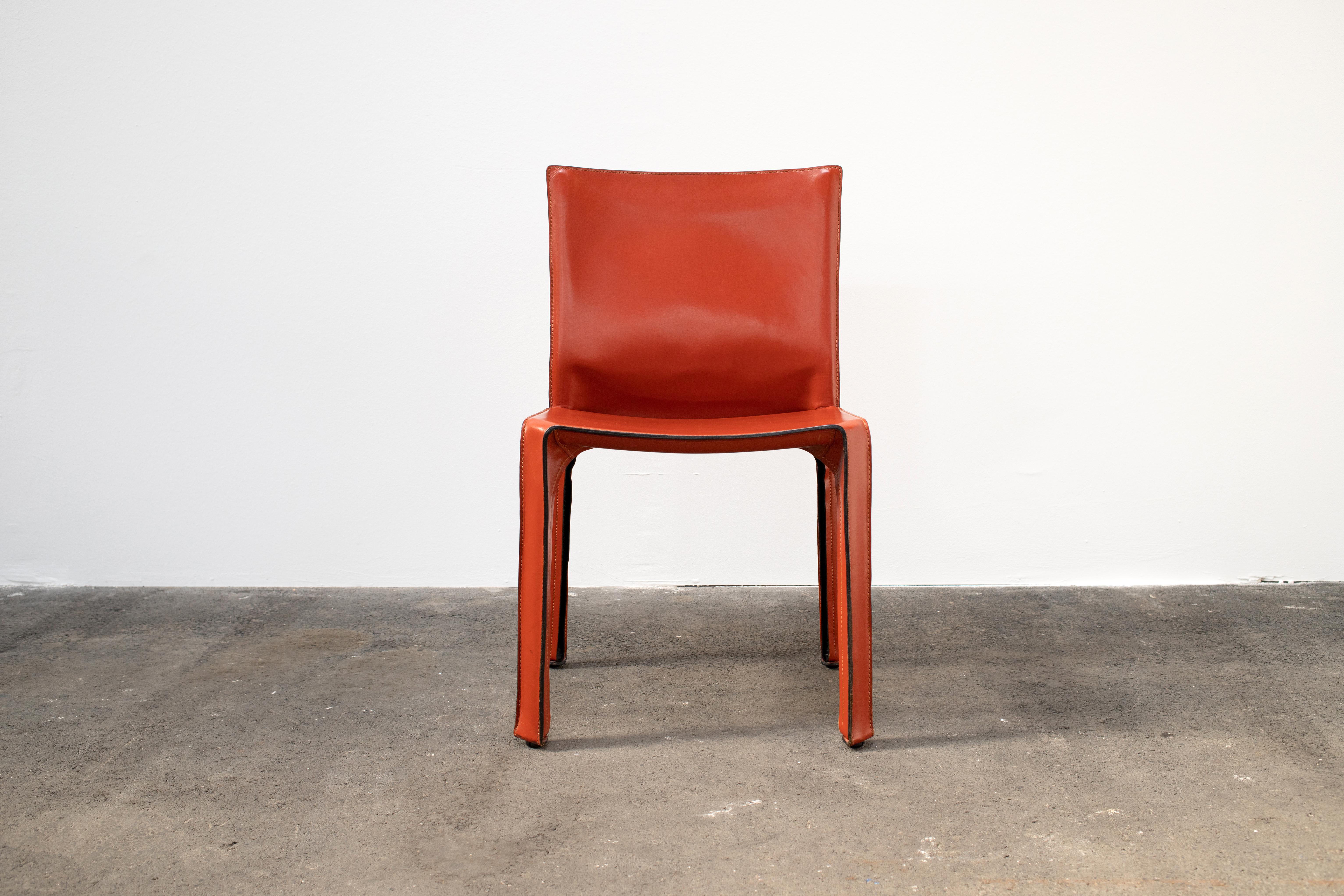 20th Century 8 Early 1980s Mario Bellini CAB 412 Chairs in Russian Red Leather for Cassina