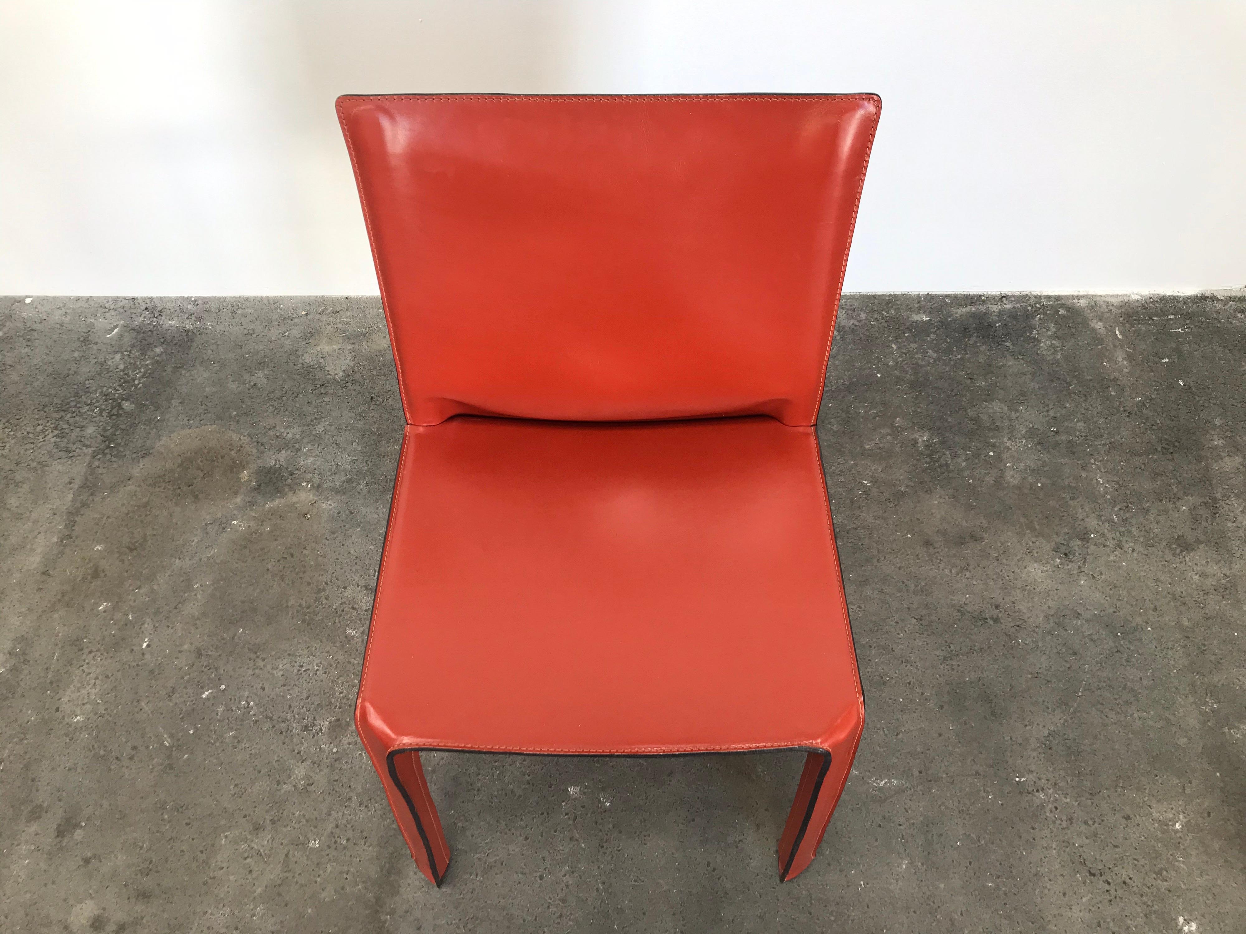 8 Mario Bellini CAB 412 Chairs in Russian Red Leather for Cassina 1