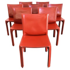 8 Mario Bellini CAB 412 Chairs in Russian Red Leather for Cassina