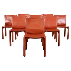 8 Early 1980s Mario Bellini CAB 412 Chairs in Russian Red Leather for Cassina