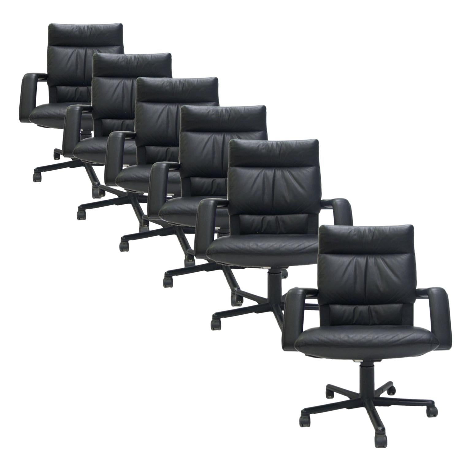 8 Mario Bellini for Vitra Leather Swivel and Tilt Executive Desk Office Chairs