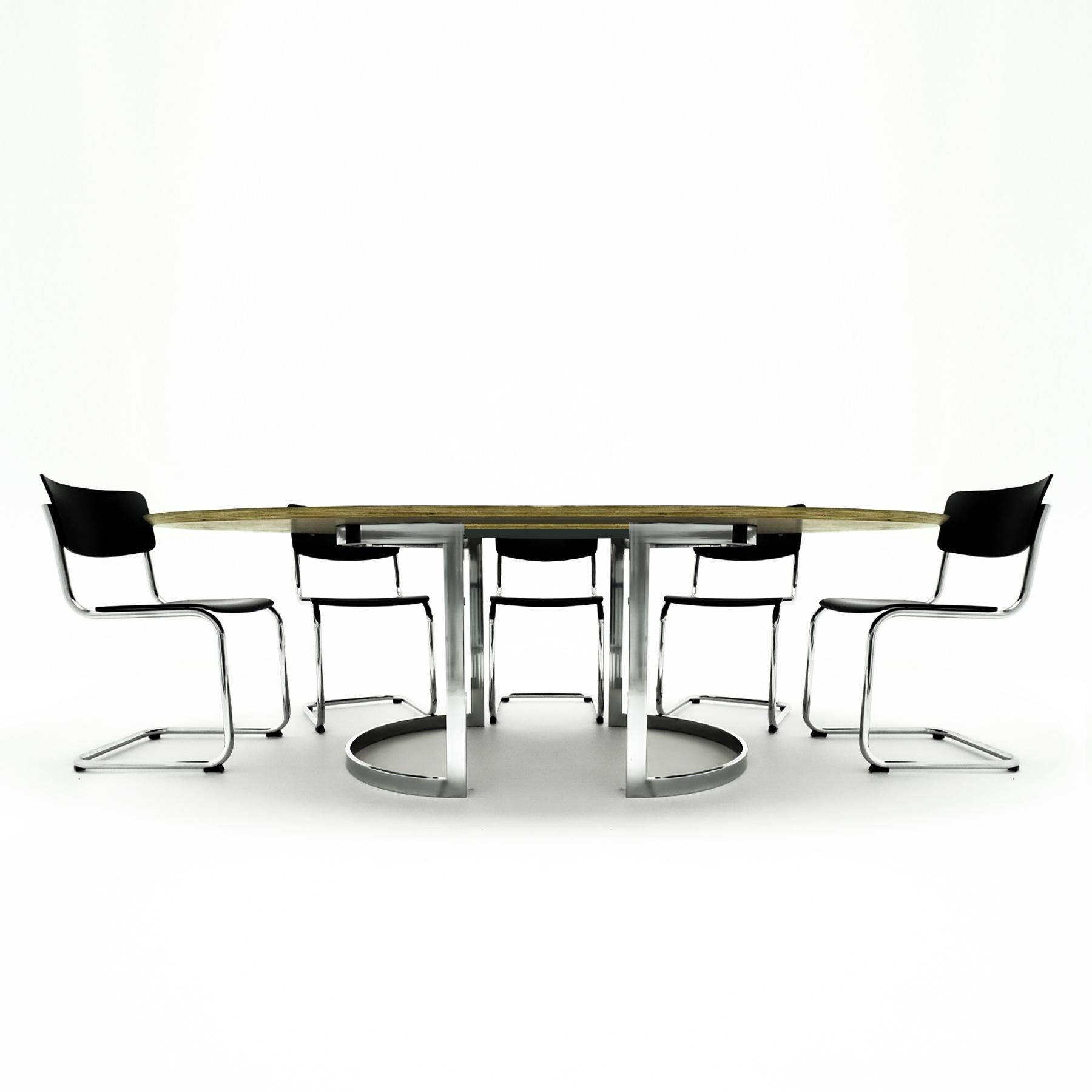 8 Mart Stam Thonet S43 chairs matched to a large Milo Baughman style table   1