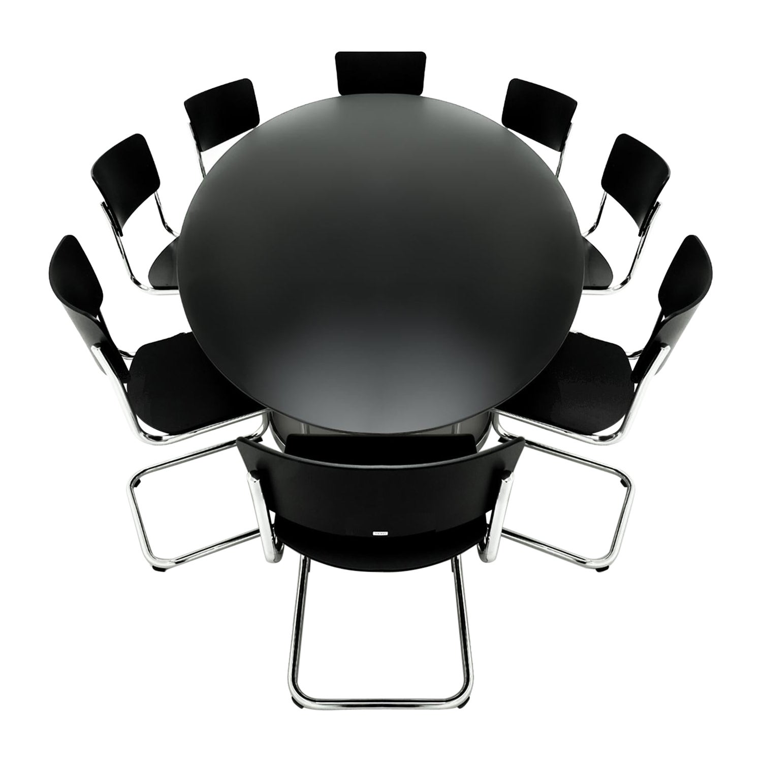 8 Mart Stam Thonet S43 Stühle passen zu einem großen Tisch im Stil von Milo Baughman