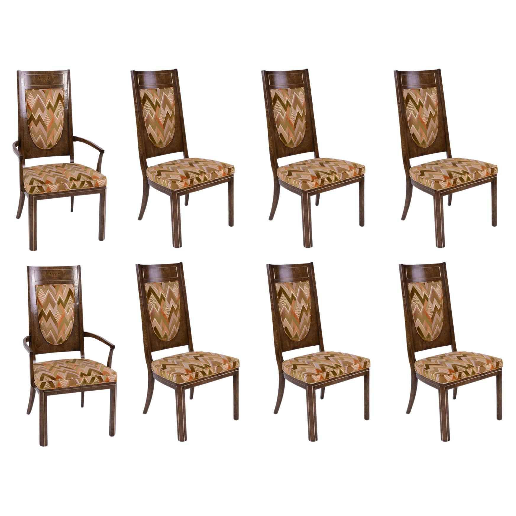 Mastercraft 1970s Burl Wood Dining Chairs, set of 4 For Sale