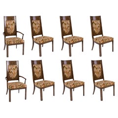 Mastercraft 1970s Burl Wood Dining Chairs, set of 4