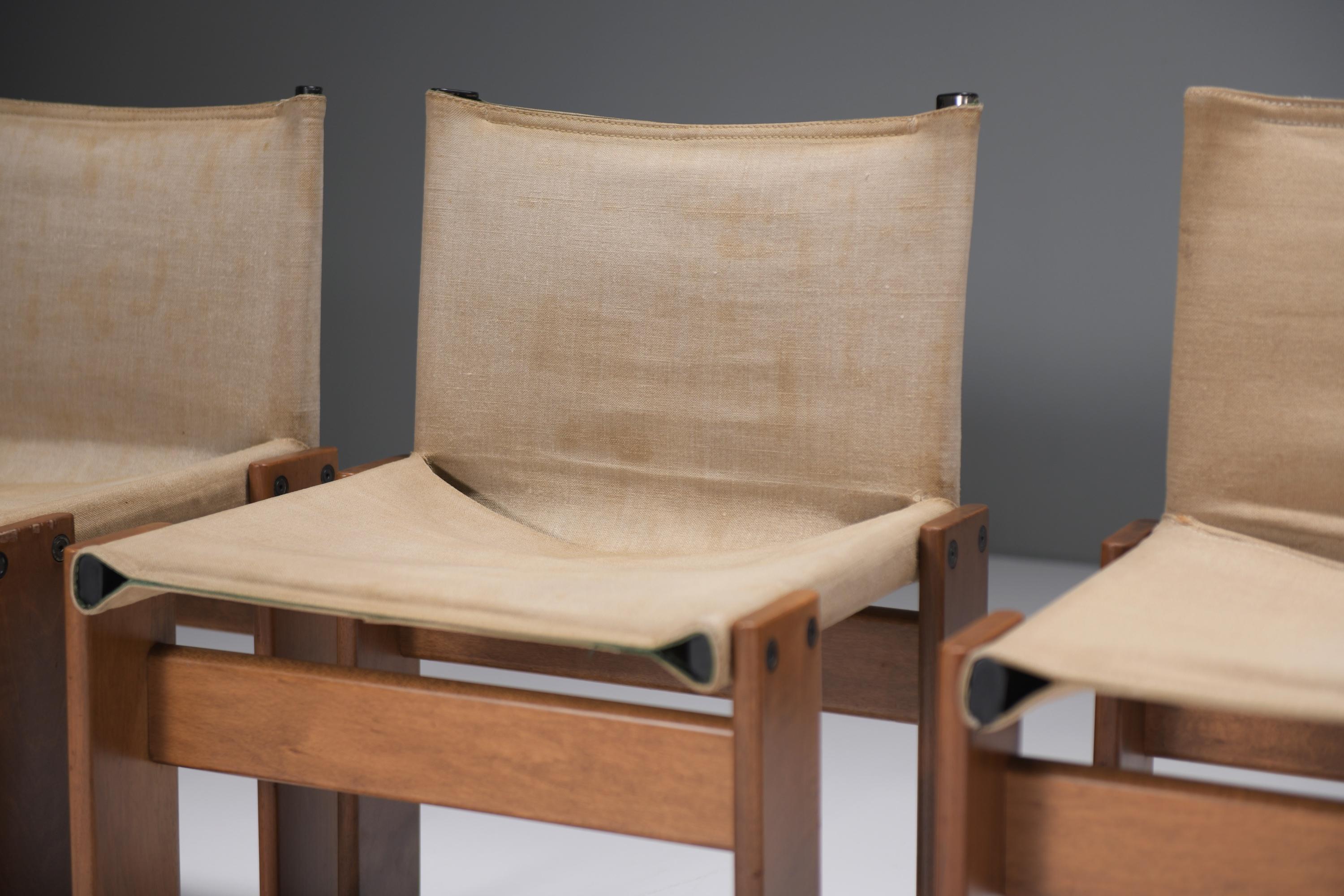 8 chaises Monk assorties en toile d'Afra e Tobia Scarpa pour Molteni Italie en vente 5