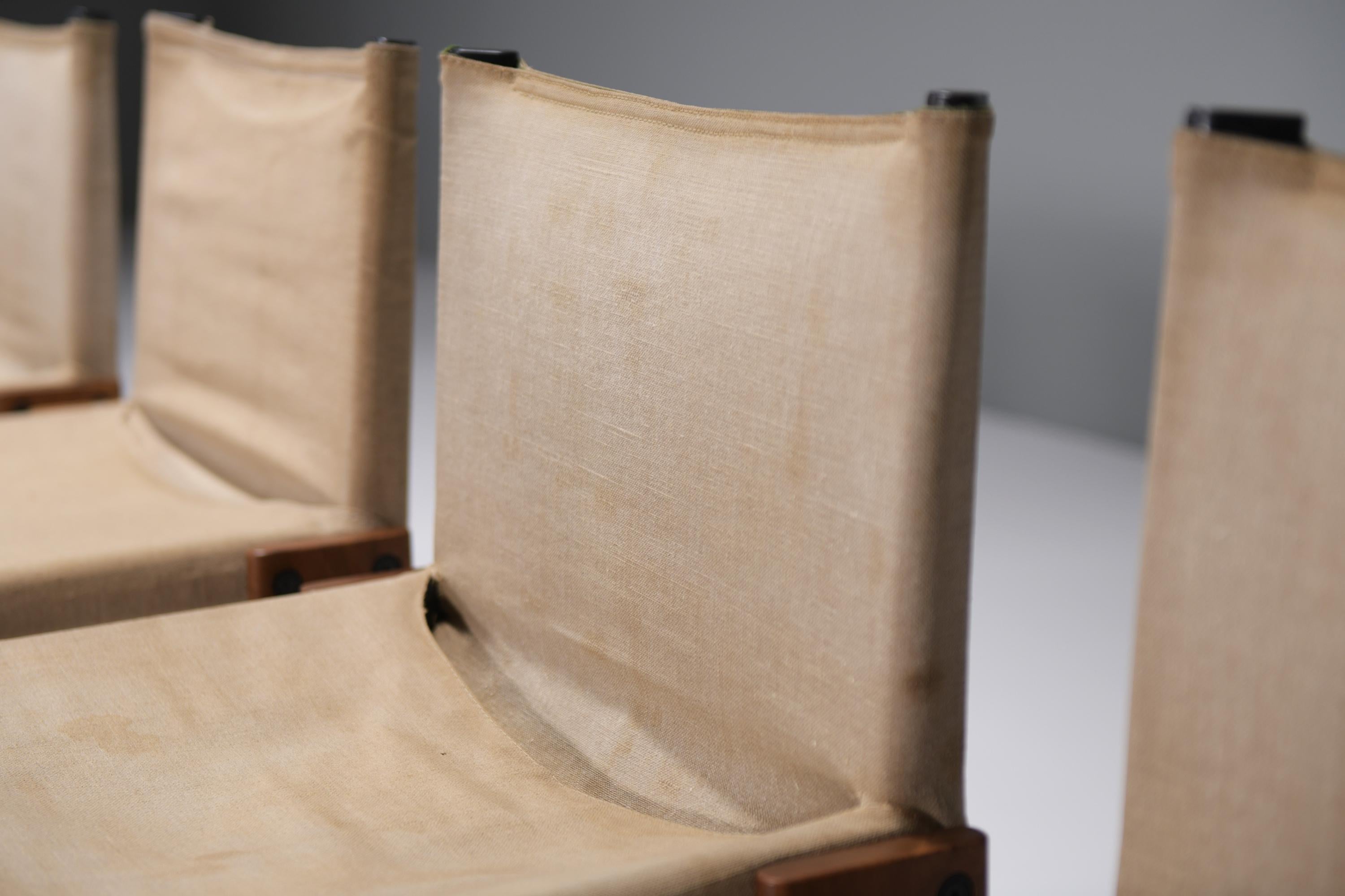 8 chaises Monk assorties en toile d'Afra e Tobia Scarpa pour Molteni Italie en vente 11
