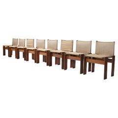 Used 8 matching Monk Chairs in canvas by Afra e Tobia Scarpa for Molteni Italy