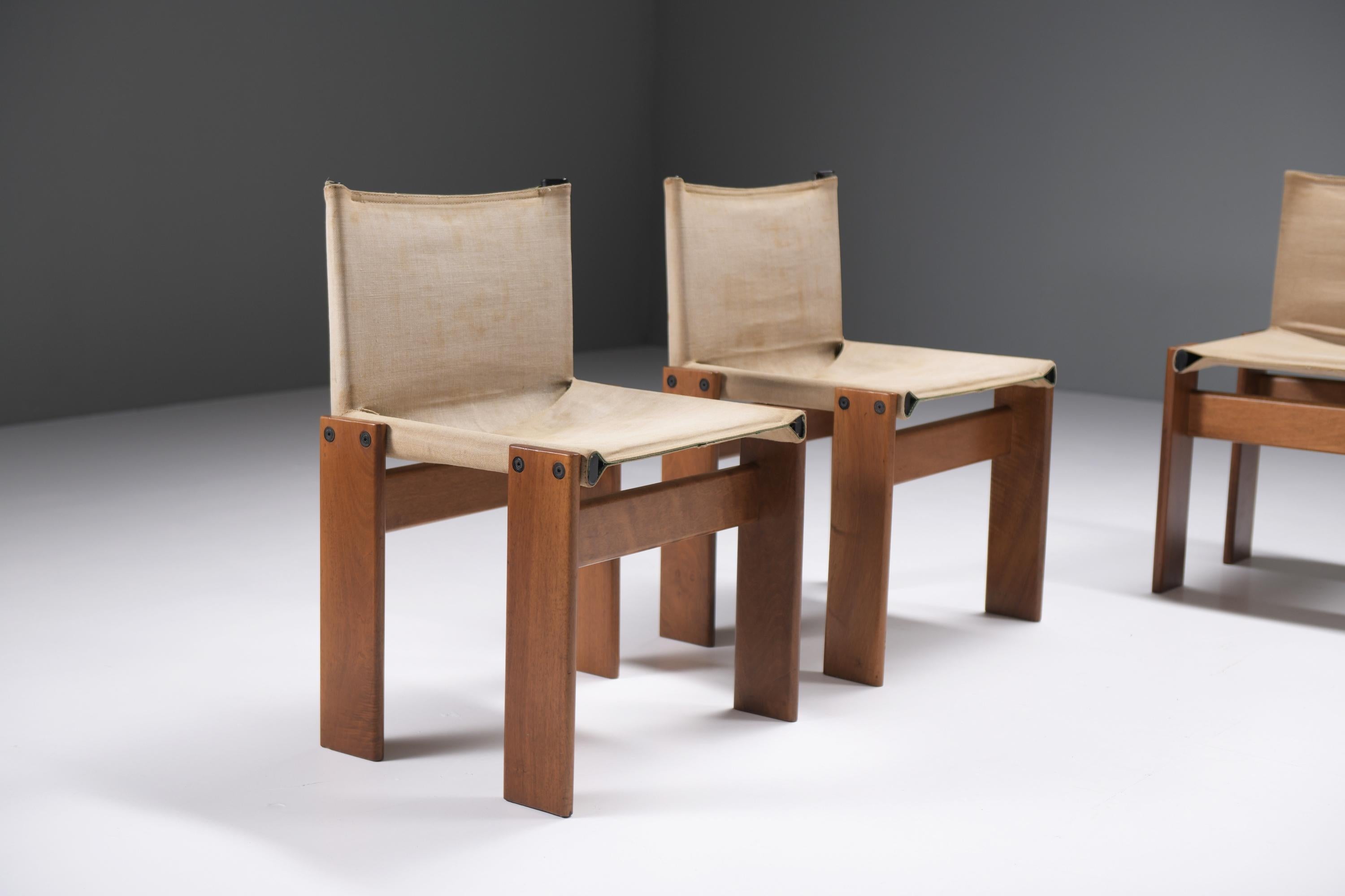 8 matching Monk Chairs in canvas by Afra e Tobia Scarpa for Molteni Italy For Sale 3
